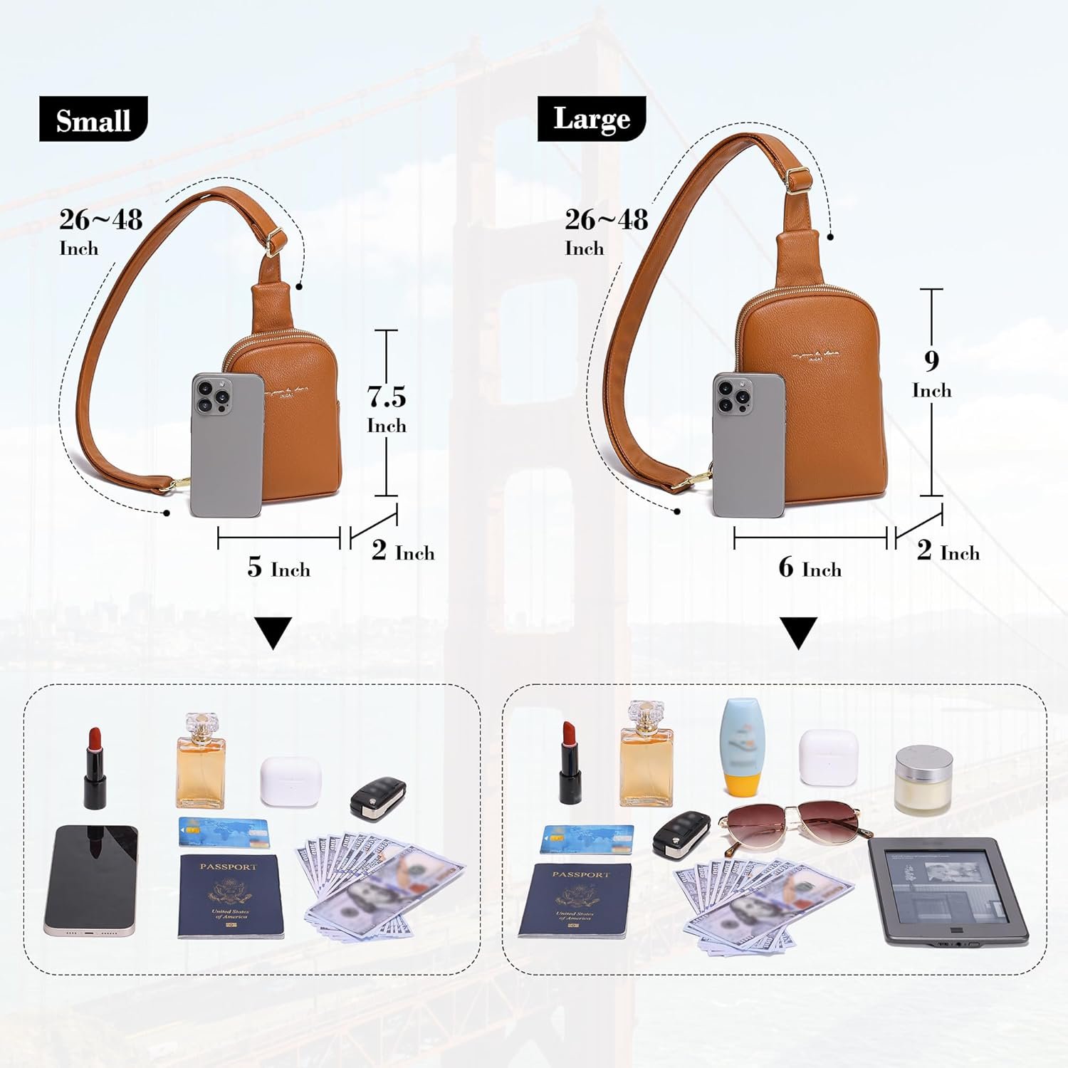 INICAT Small Sling Bag for Women Everyday & Travel Crossbody Bags Lightweight Cross Body Purses Vegan Leather - Image 3