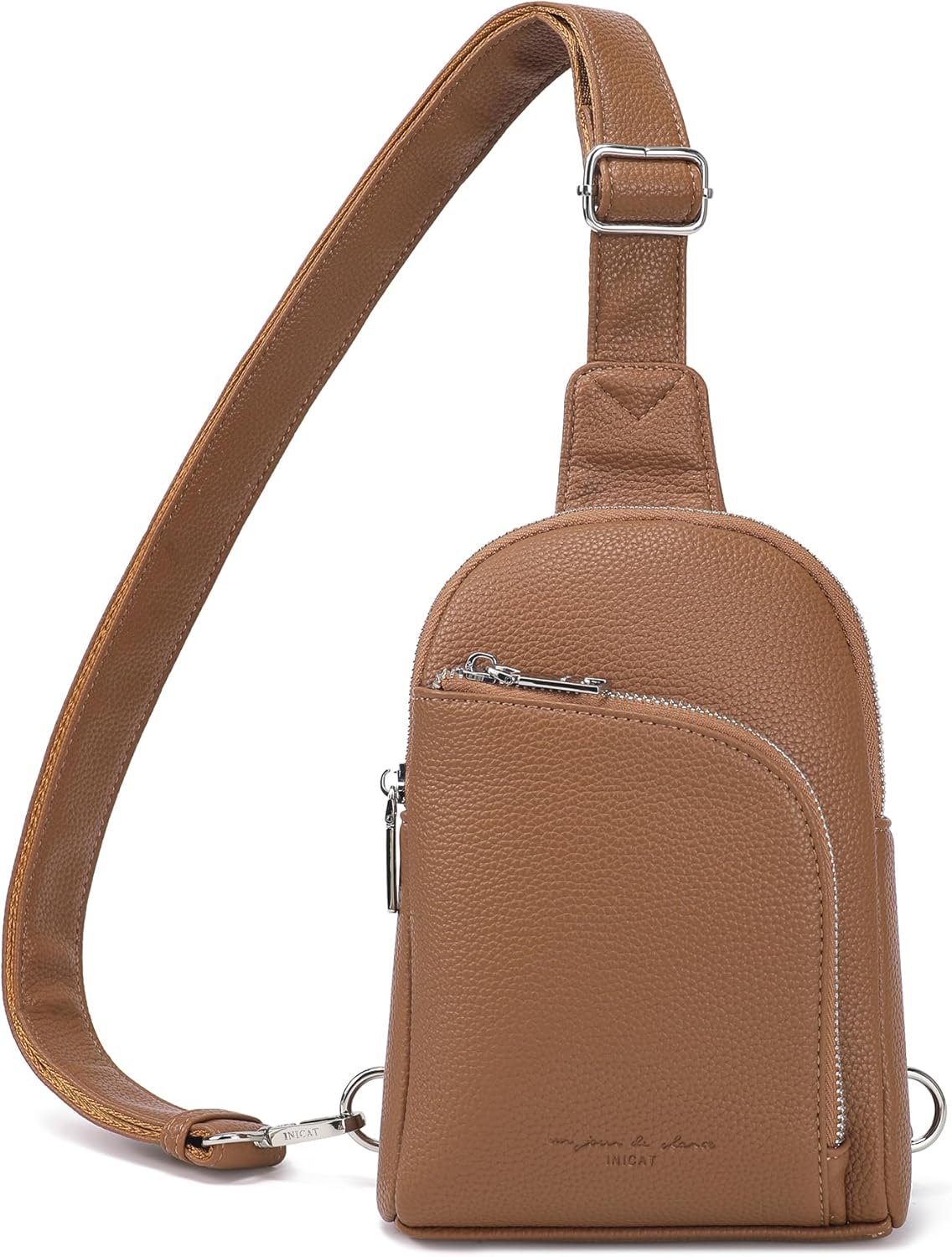 INICAT RFID Blocking Sling Bag, Anti Theft Crossbody Bag for Women, Travel Fanny Pack Style Purse, Vegan Leather