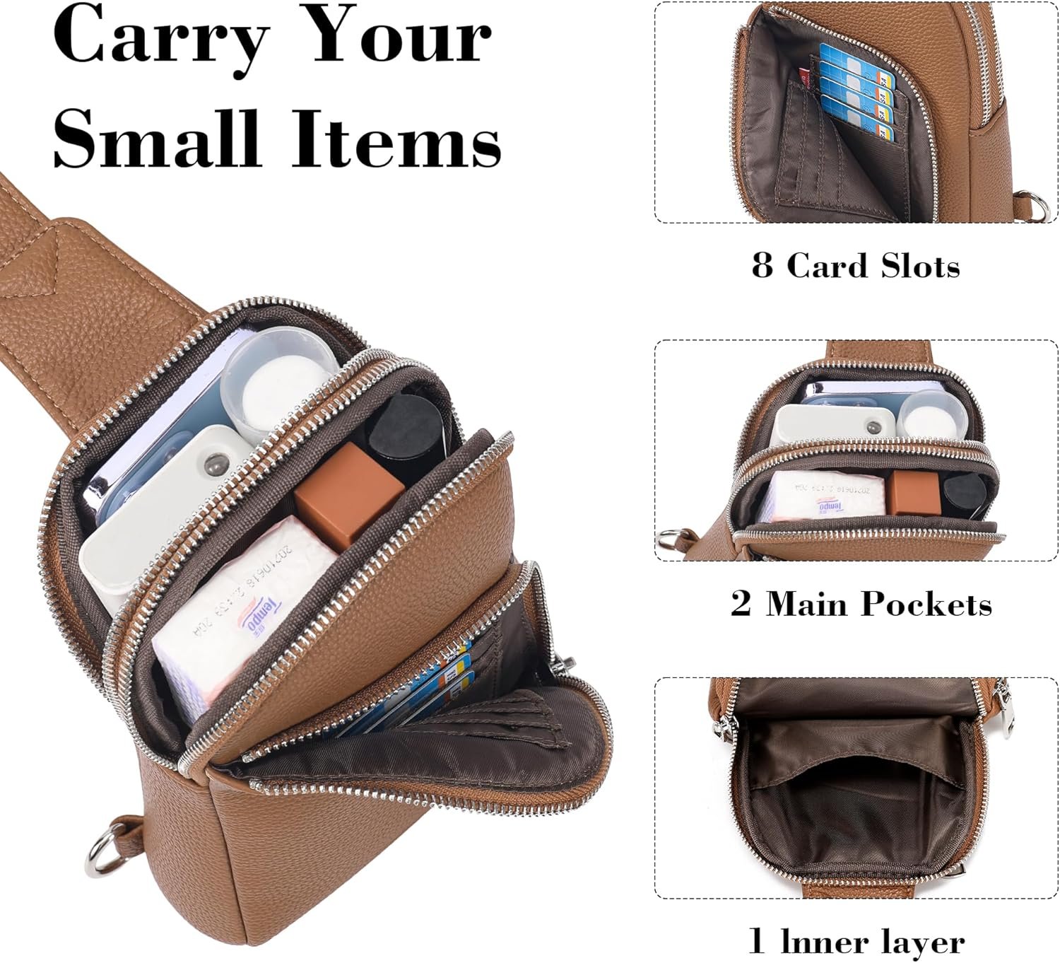 INICAT RFID Blocking Sling Bag, Anti Theft Crossbody Bag for Women, Travel Fanny Pack Style Purse, Vegan Leather - Image 6