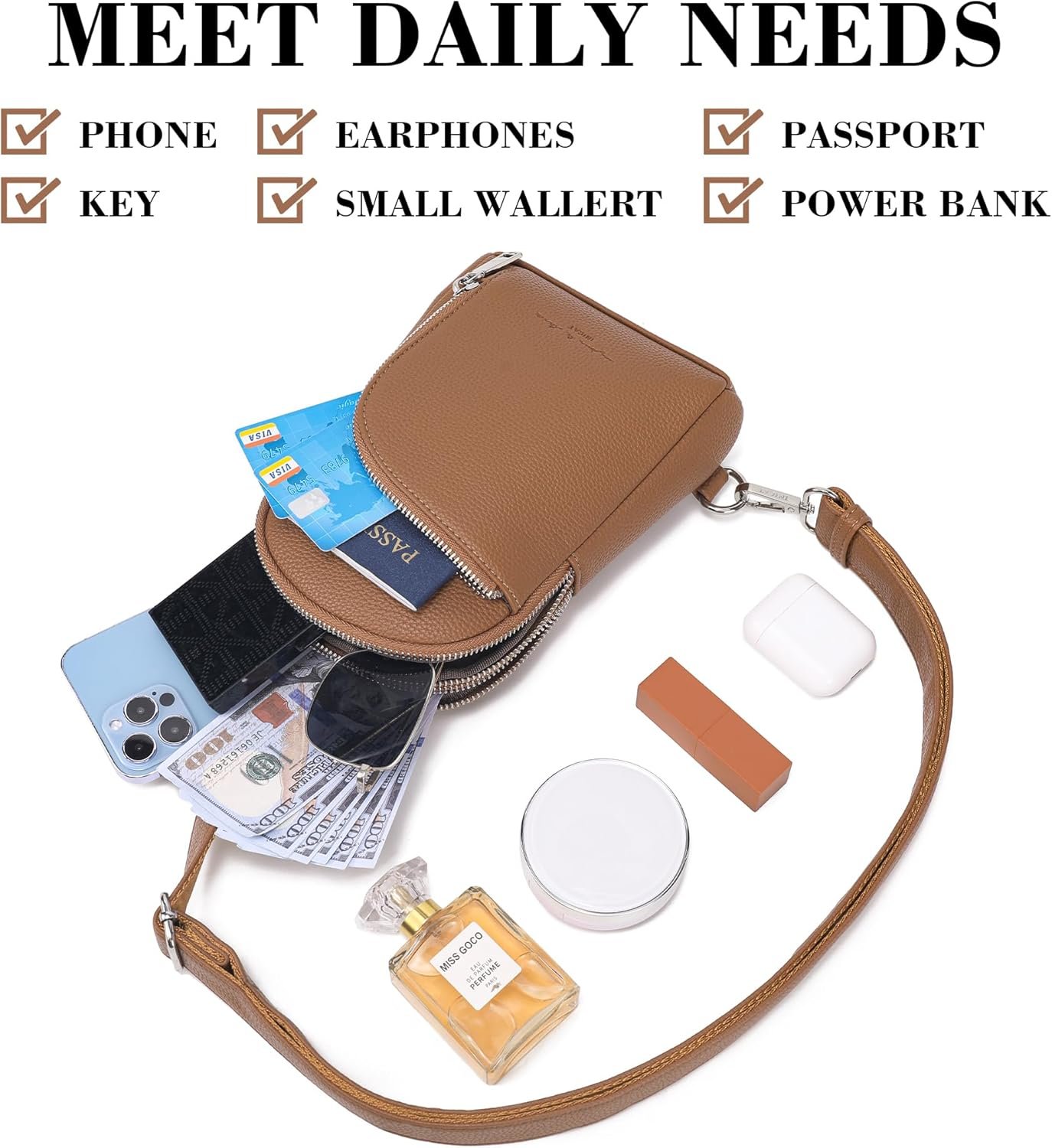 INICAT RFID Blocking Sling Bag, Anti Theft Crossbody Bag for Women, Travel Fanny Pack Style Purse, Vegan Leather - Image 9