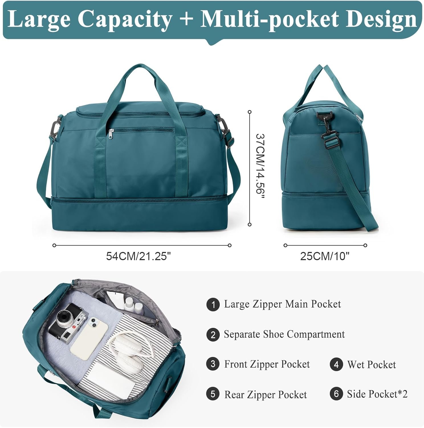 Extra Large Travel Duffle Bag,Carry on Overnight Weekend Bag with Shoes Compartment,Weekender Bags for Women for Travel Business Trips Sport Hospital - Image 4