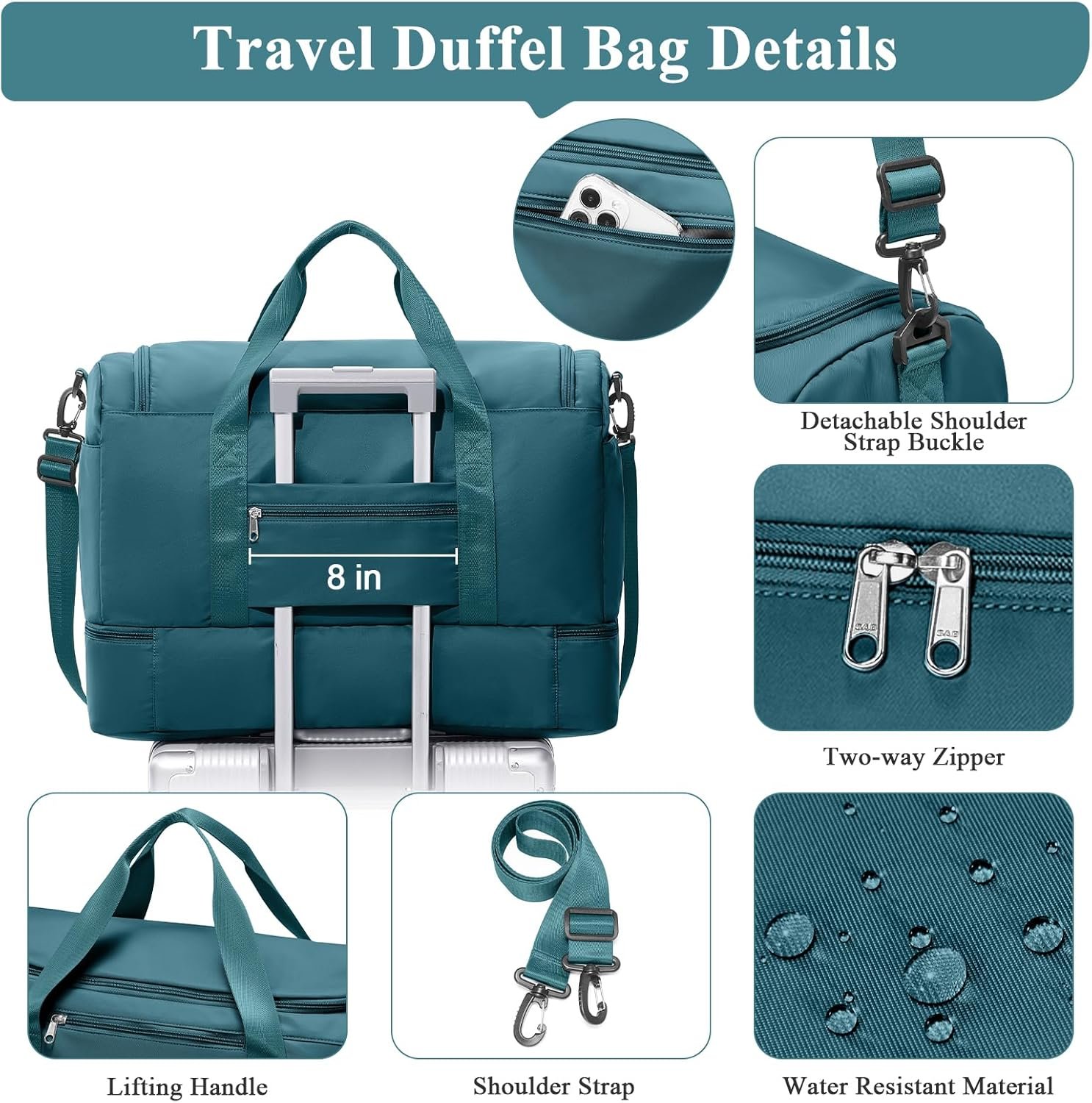 Extra Large Travel Duffle Bag,Carry on Overnight Weekend Bag with Shoes Compartment,Weekender Bags for Women for Travel Business Trips Sport Hospital - Image 6