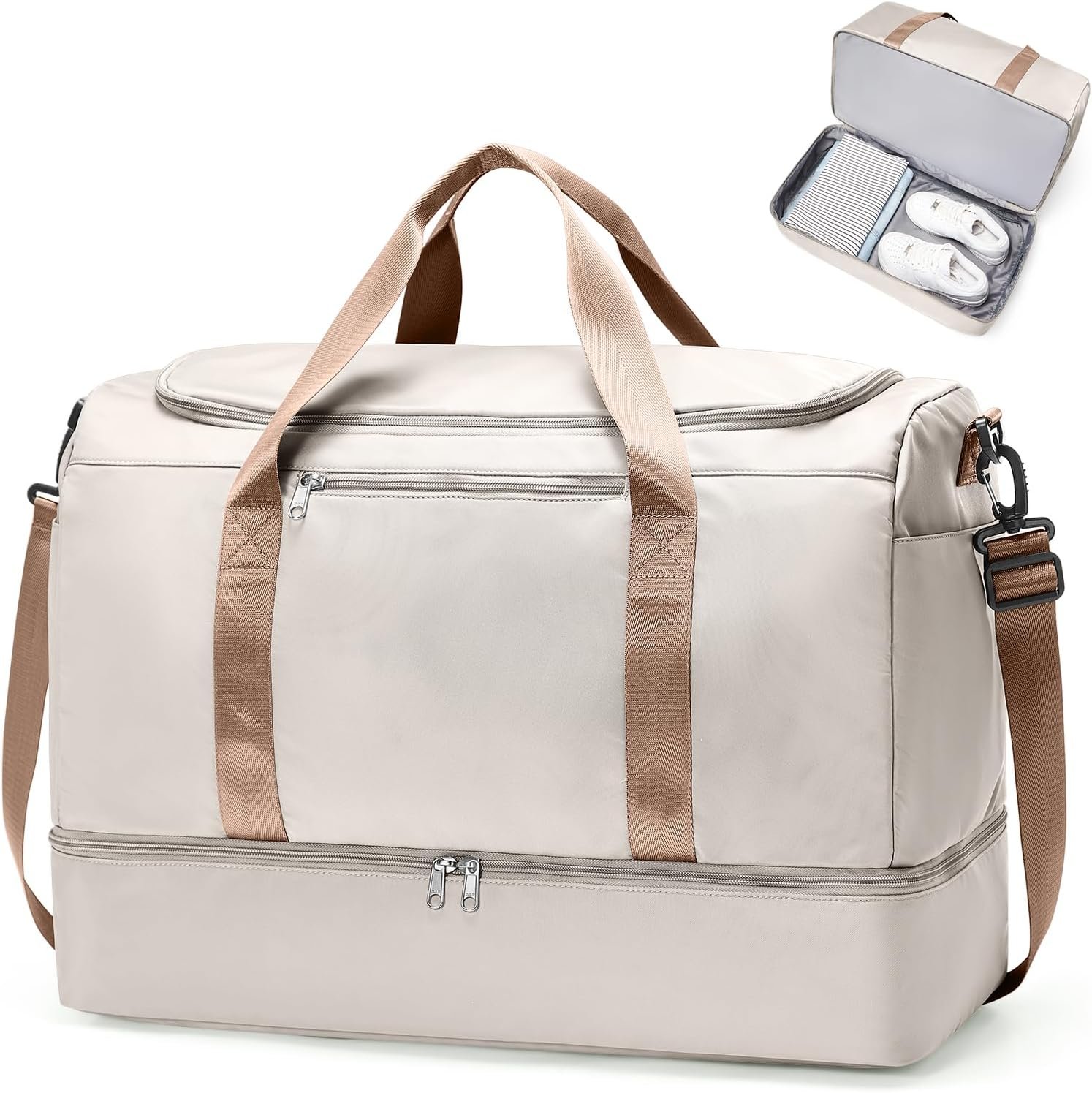 Extra Large Travel Duffle Bag,Carry on Overnight Weekend Bag with Shoes Compartment,Weekender Bags for Women for Travel Business Trips Sport Hospital