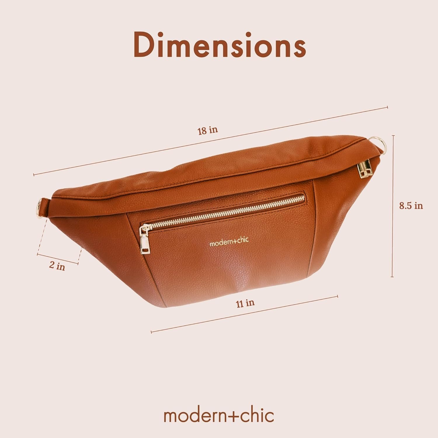 Modern+Chic Sling Bags for Women - Presley Oversized Sling Bag, Vegan Leather Crossbody Bag with Strap & Multiple Pockets (Camel) - Image 3