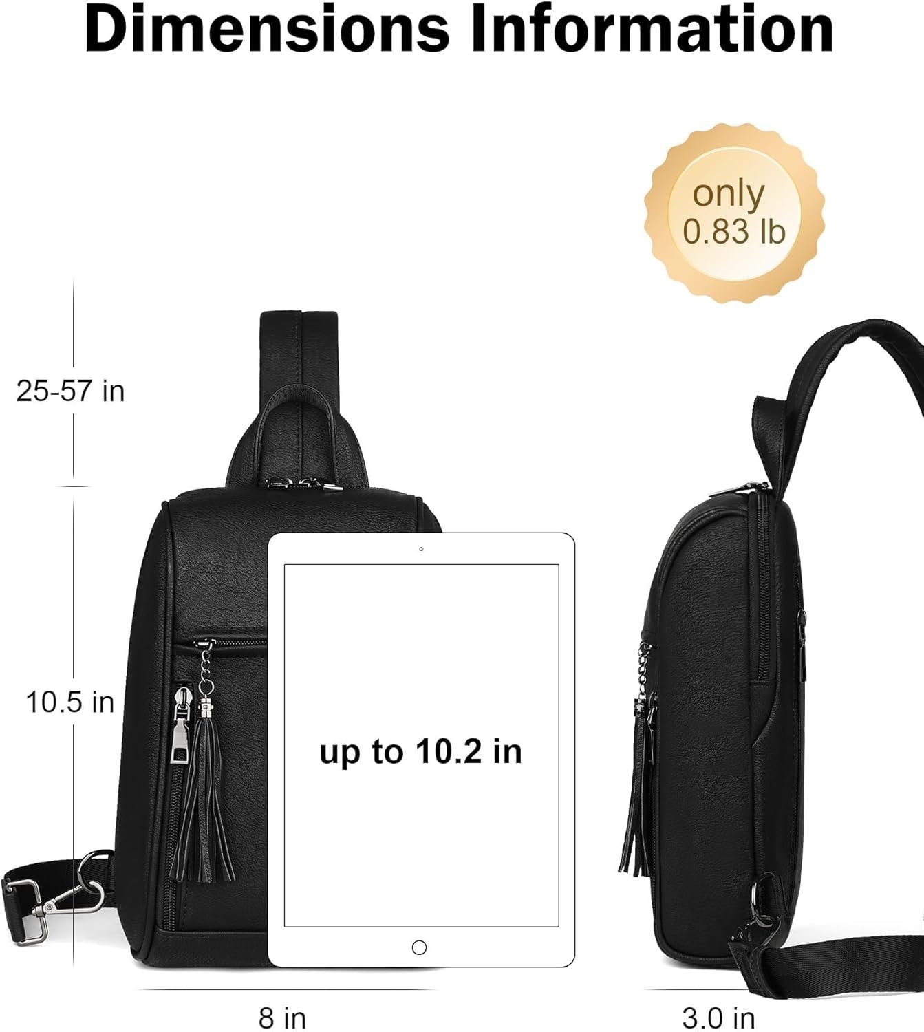 FADEON Sling Bag for Women, Crossbody Backpack with Tassels, Designer Leather Shoulder Chest Bags for Travel - Image 3