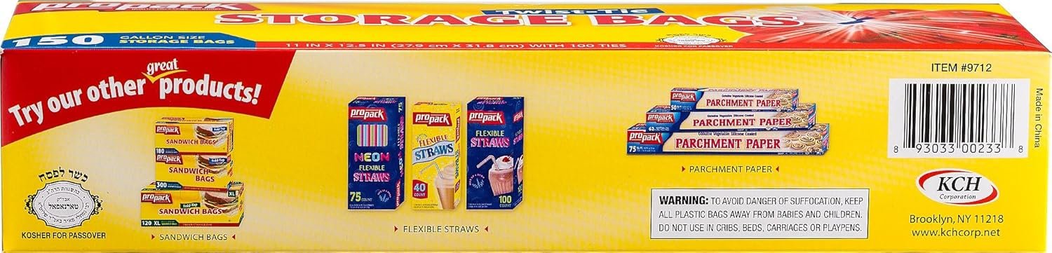 Disposable Plastic Storage Bags With Original Twist Tie, 1 Gallon Size, 600 Bags, Great For Home, Office, Vacation, Traveling, Sandwich, Fruits, Nuts, Cake, Cookies, Or Any Snacks (4 Packs) - Image 3