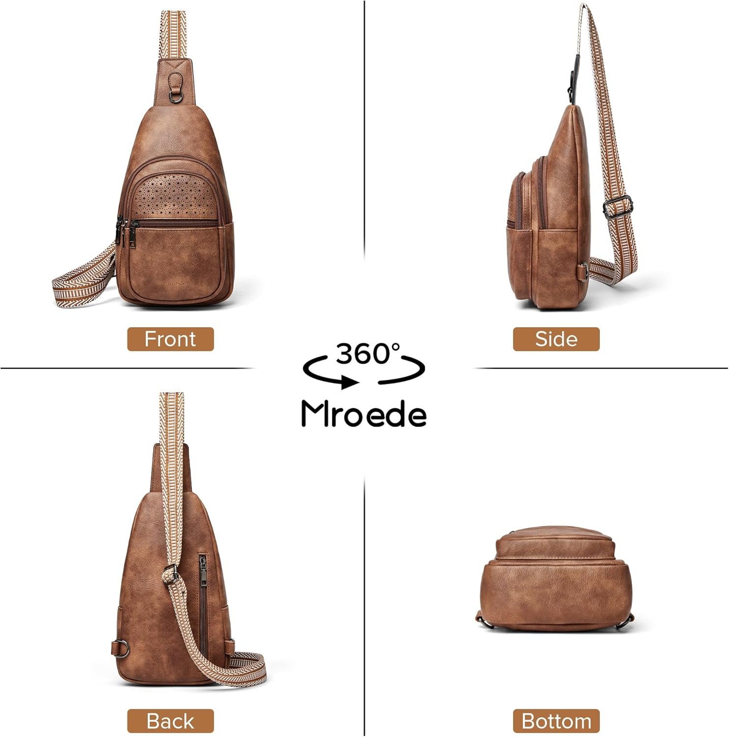 Crossbody Bags for Women 4-Pockets Sling Bag Fanny Pack Chest Purse Backpack Casual Daypacks Travel Shopping - Image 7