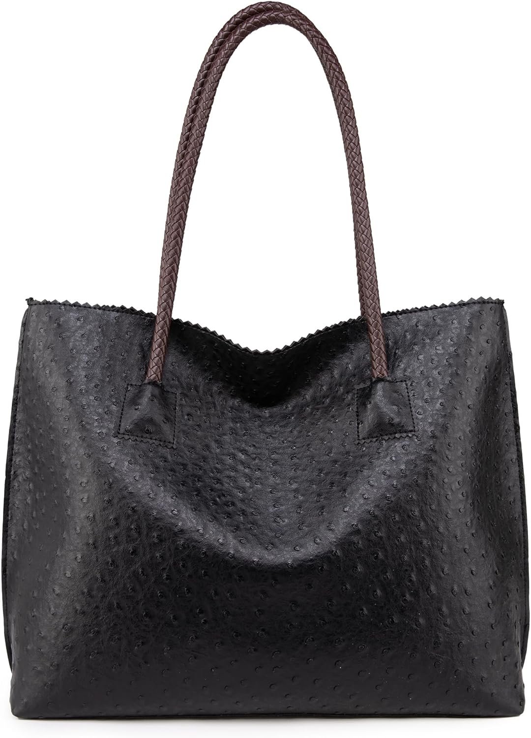 Milan Chiva Tote Bag for Women with Zipper Large Ostrich Vegan Leather Shoulder Purses and Handbags