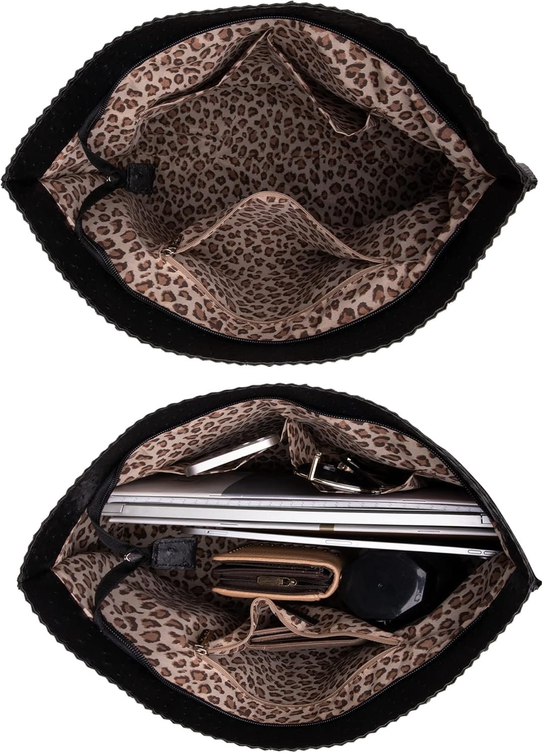 Milan Chiva Tote Bag for Women with Zipper Large Ostrich Vegan Leather Shoulder Purses and Handbags - Image 5