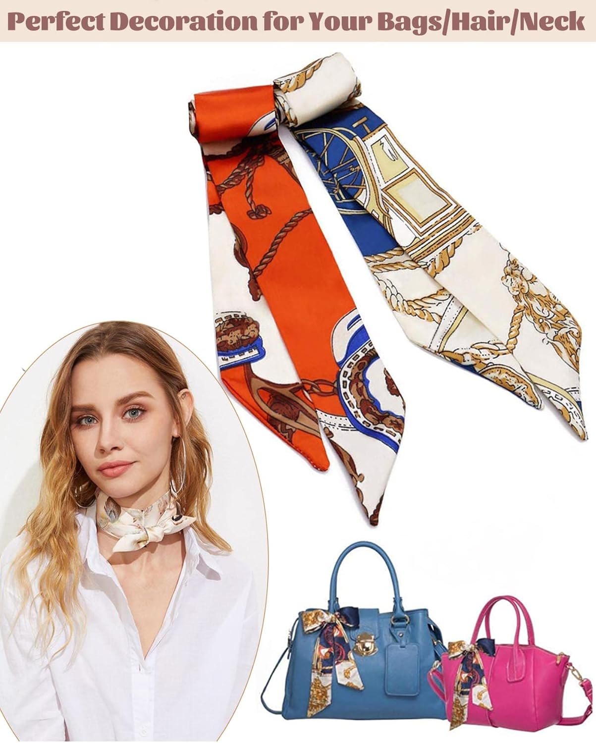 kcctoo 2/6/10Pack Scarf Bags for Women Handbag Scarfs Band Hair Neck Scarves Fashion Gifts - Image 3