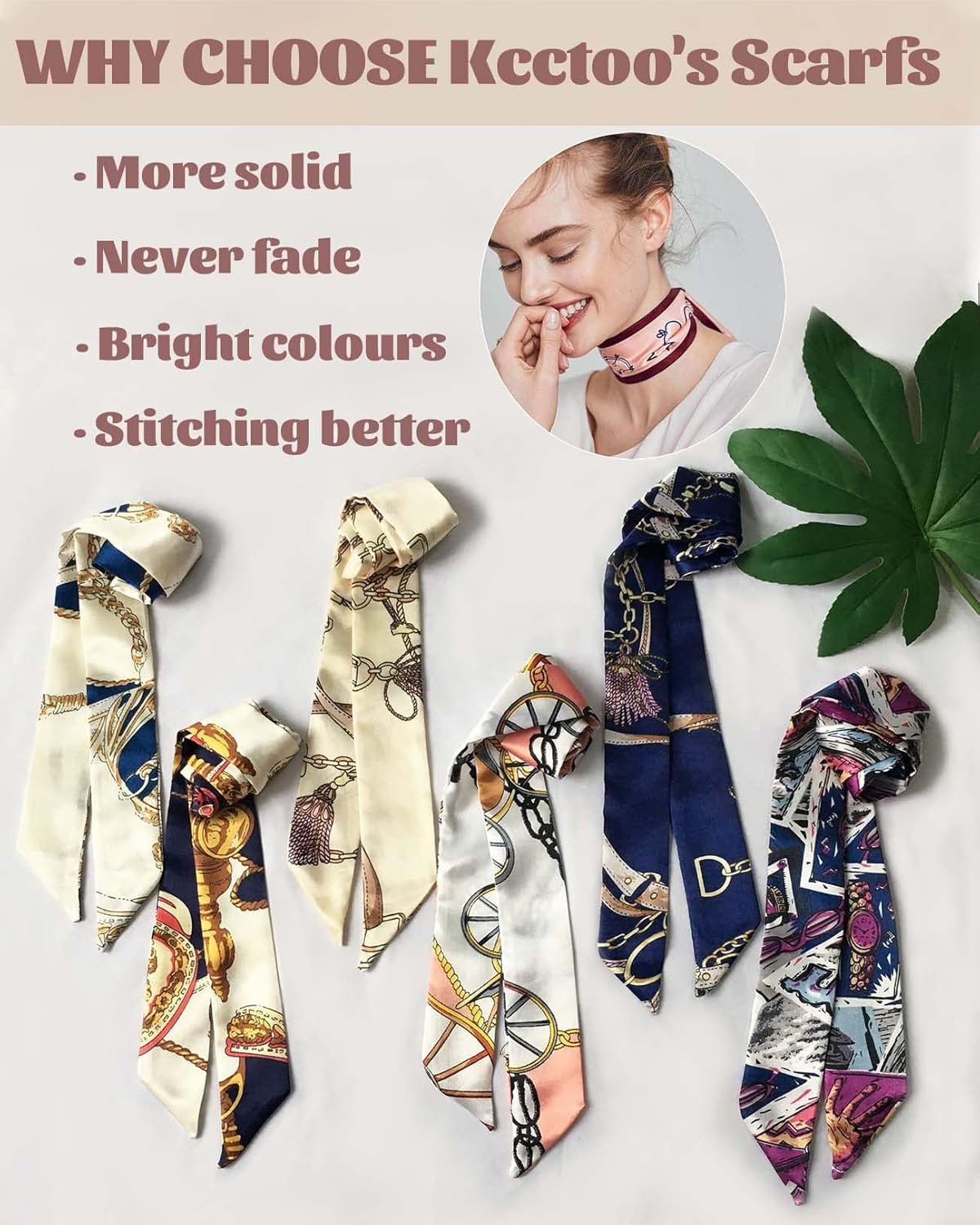 kcctoo 2/6/10Pack Scarf Bags for Women Handbag Scarfs Band Hair Neck Scarves Fashion Gifts - Image 5