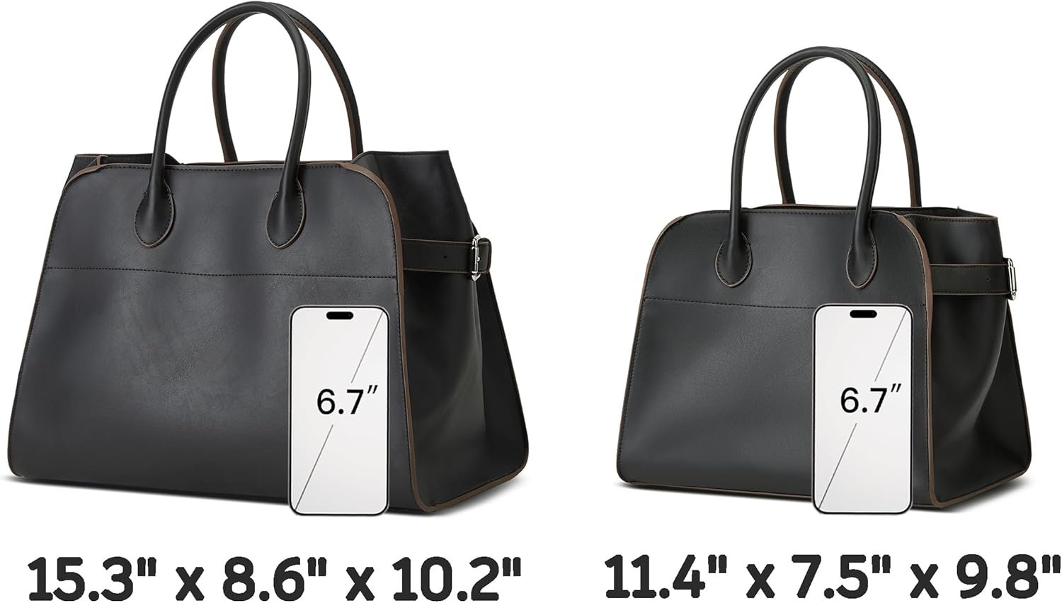 Vegan Leather Tote Bags for Women Large Tote Retro Top-handle Bag Trendy Work Bag PU Leather Purses - Image 2