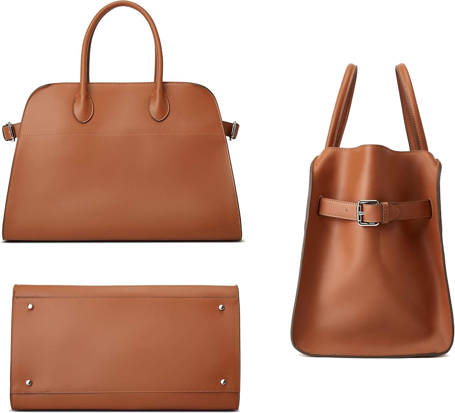 Vegan Leather Tote Bags for Women Large Tote Retro Top-handle Bag Trendy Work Bag PU Leather Purses - Image 7