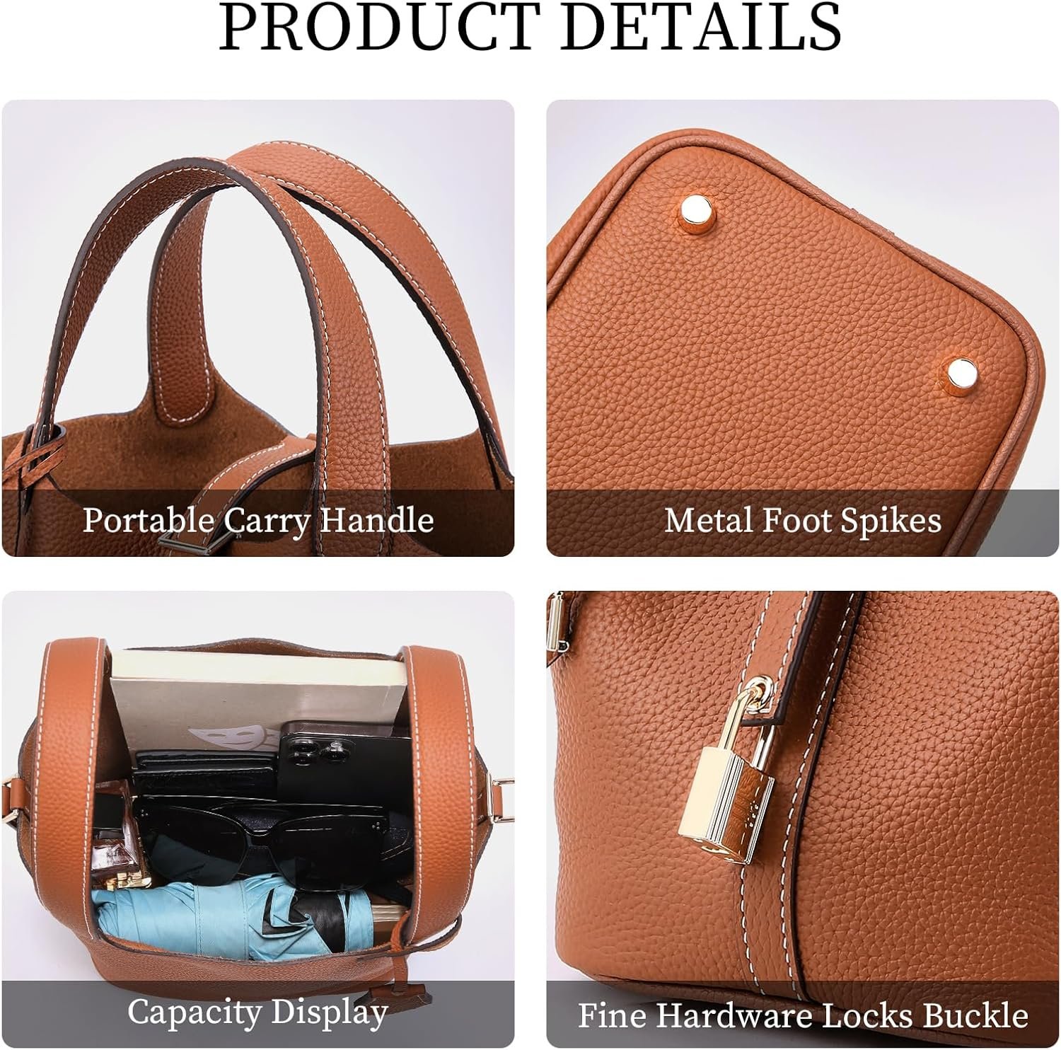 Designer Leather Bucket Bags for Women: Trendy Genuine Leather Tote Purses - Luxury Satchel Top-Handle Handbags for Travel - Image 5