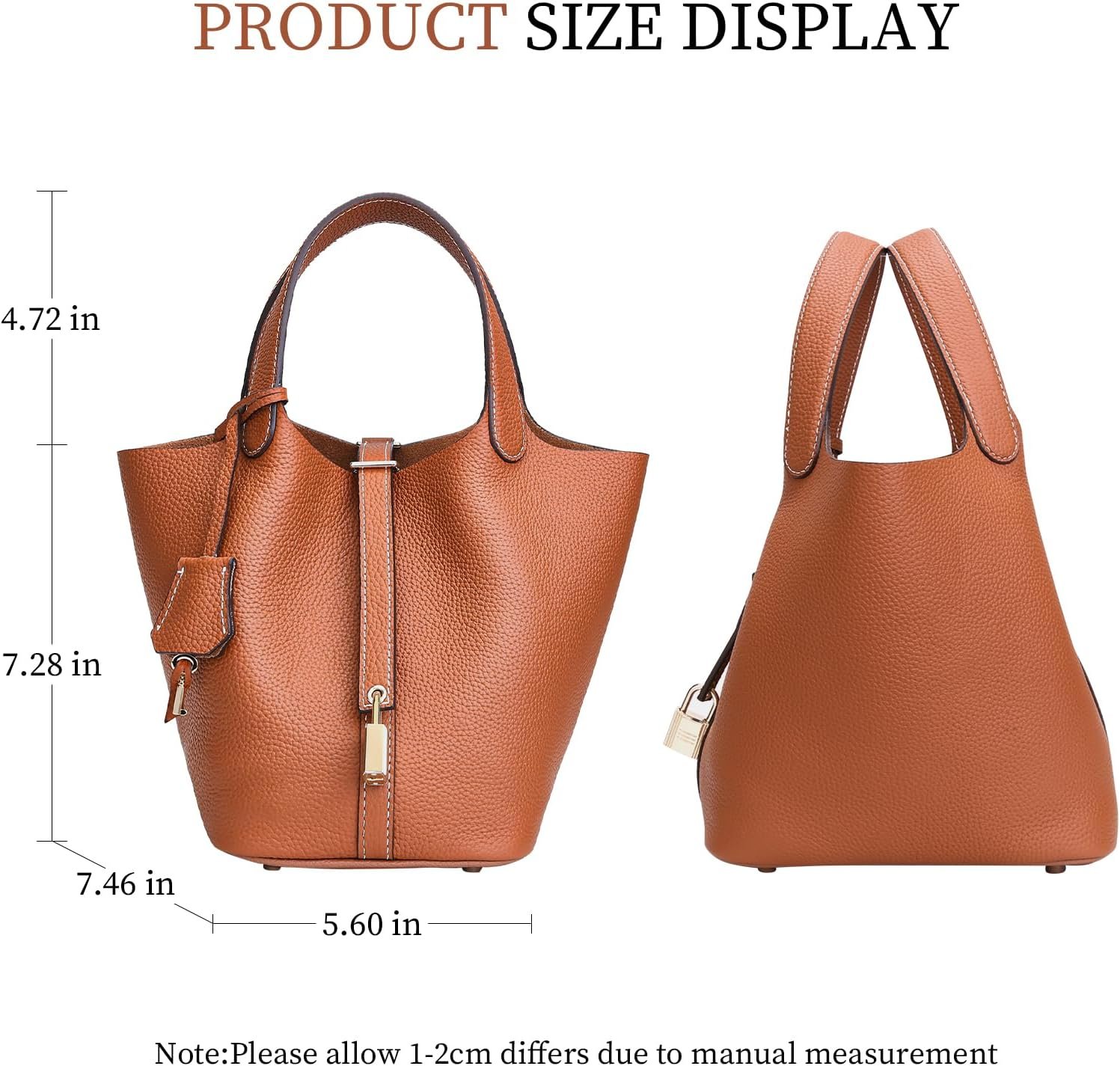 Designer Leather Bucket Bags for Women: Trendy Genuine Leather Tote Purses - Luxury Satchel Top-Handle Handbags for Travel - Image 6