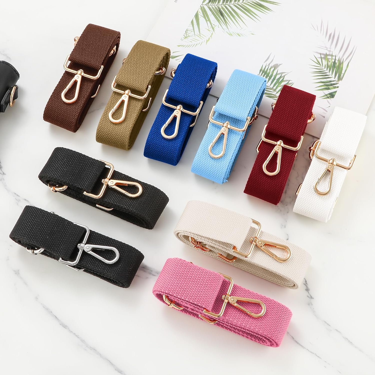 Wide Purse Strap Replacement Crossbody Shoulder Bag, Universal Adjustable Straps for Bags, Gold Buckle - Black - Image 7