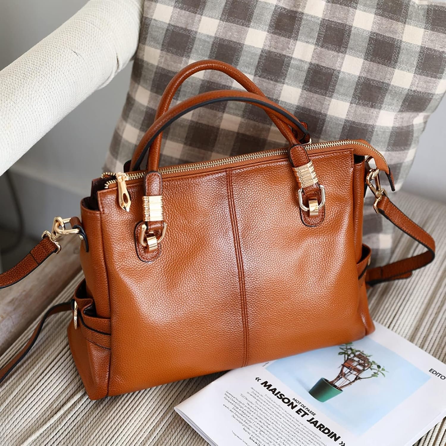 Kattee Soft Women Genuine Leather Purses and Handbags Satchel Tote Shoulder Bag - Image 3