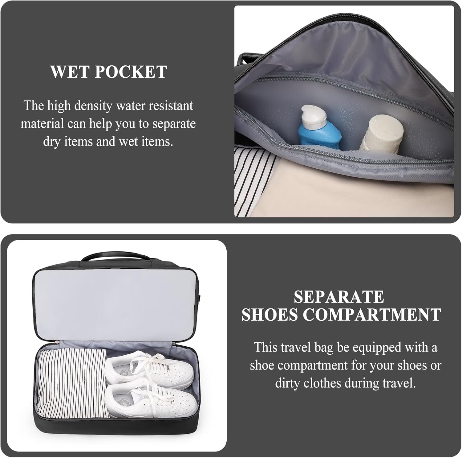 Weekender Bags for Women,Personal Item Travel Bag with Shoes Compartment,Overnight Travel Duffel Bag with Toiletry Bag - Image 4