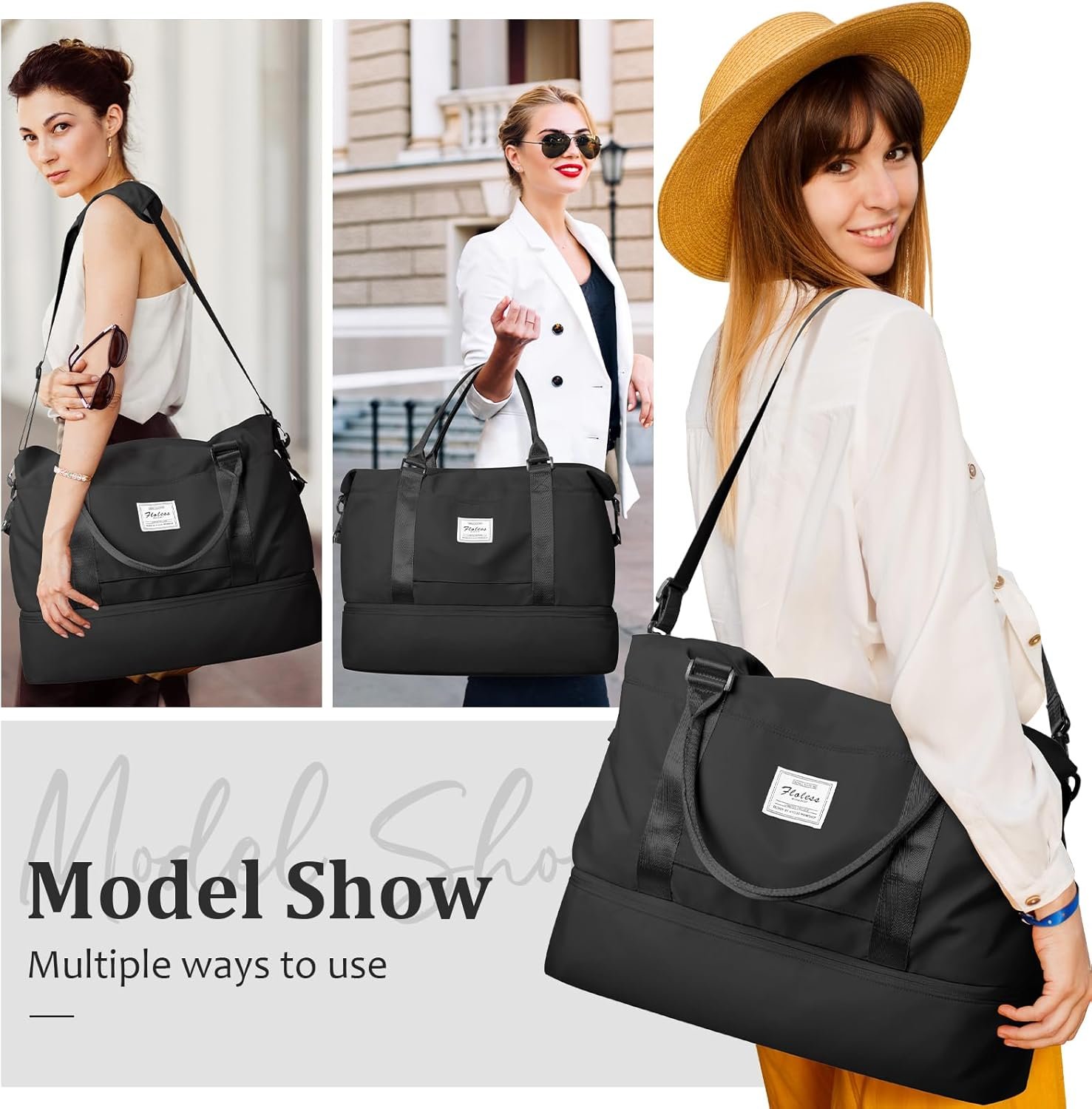 Weekender Bags for Women,Personal Item Travel Bag with Shoes Compartment,Overnight Travel Duffel Bag with Toiletry Bag - Image 6