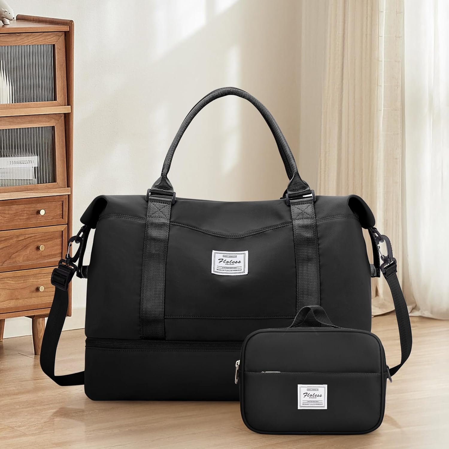 Weekender Bags for Women,Personal Item Travel Bag with Shoes Compartment,Overnight Travel Duffel Bag with Toiletry Bag - Image 8