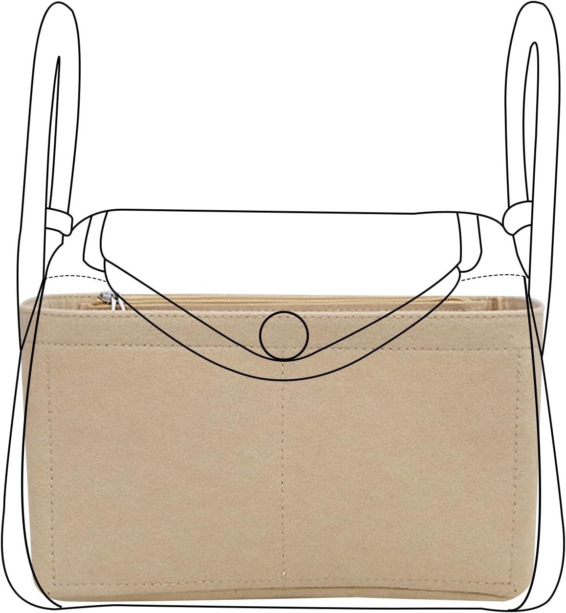 Lckaey Purse Organizer for hermes lindy 26 insert compatible birkin bag Felt Organizer Y077Khaki-S