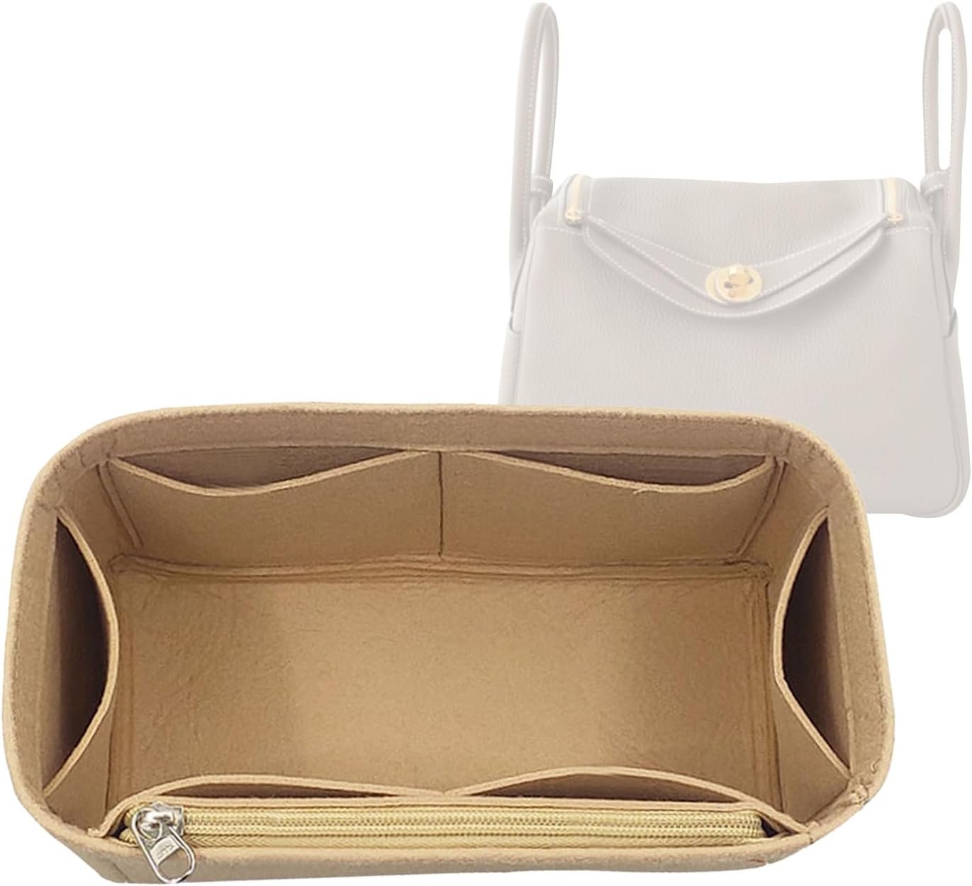 Lckaey Purse Organizer for hermes lindy 26 insert compatible birkin bag Felt Organizer Y077Khaki-S - Image 2