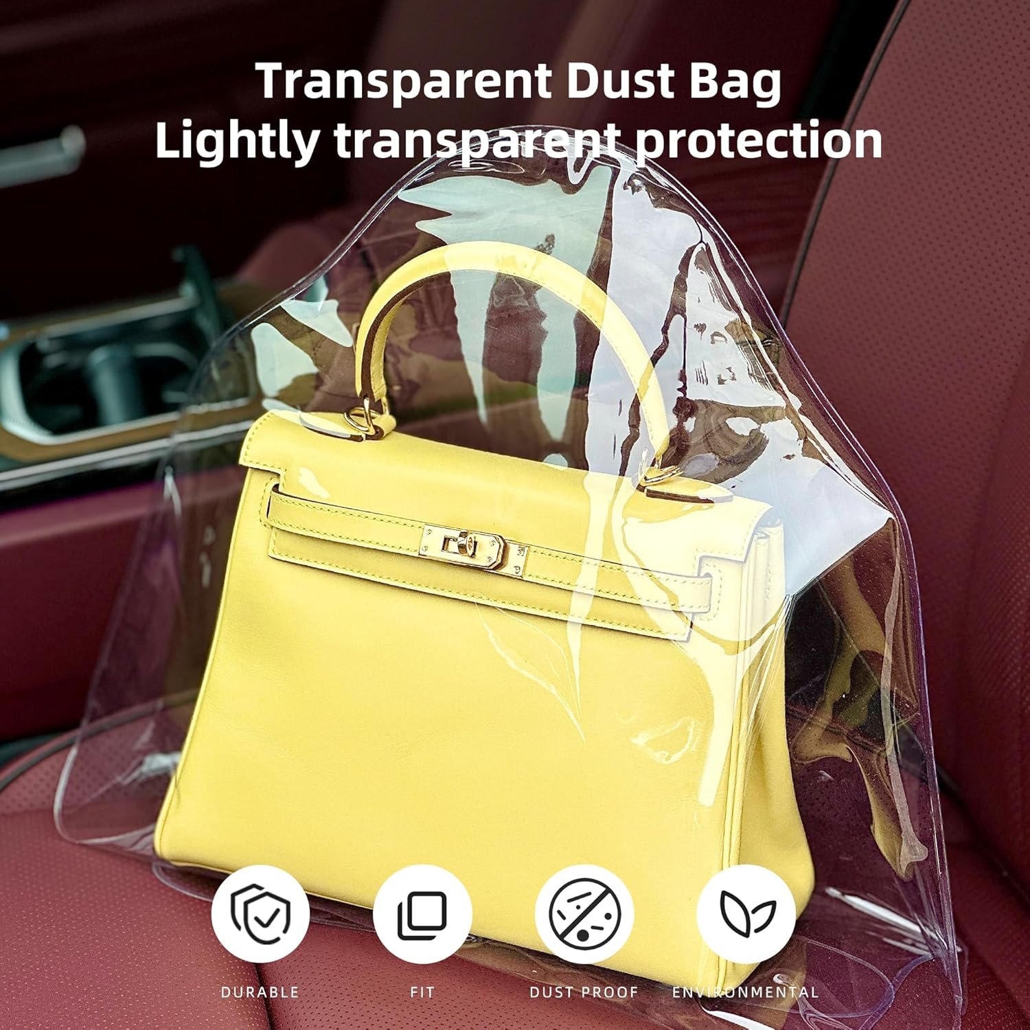 DGAZ Clear Dust Bags for Luxury Handbags,Waterproof Purse Storage Bag,Lightweight Handbag Protector(Slender Medium) - Image 2