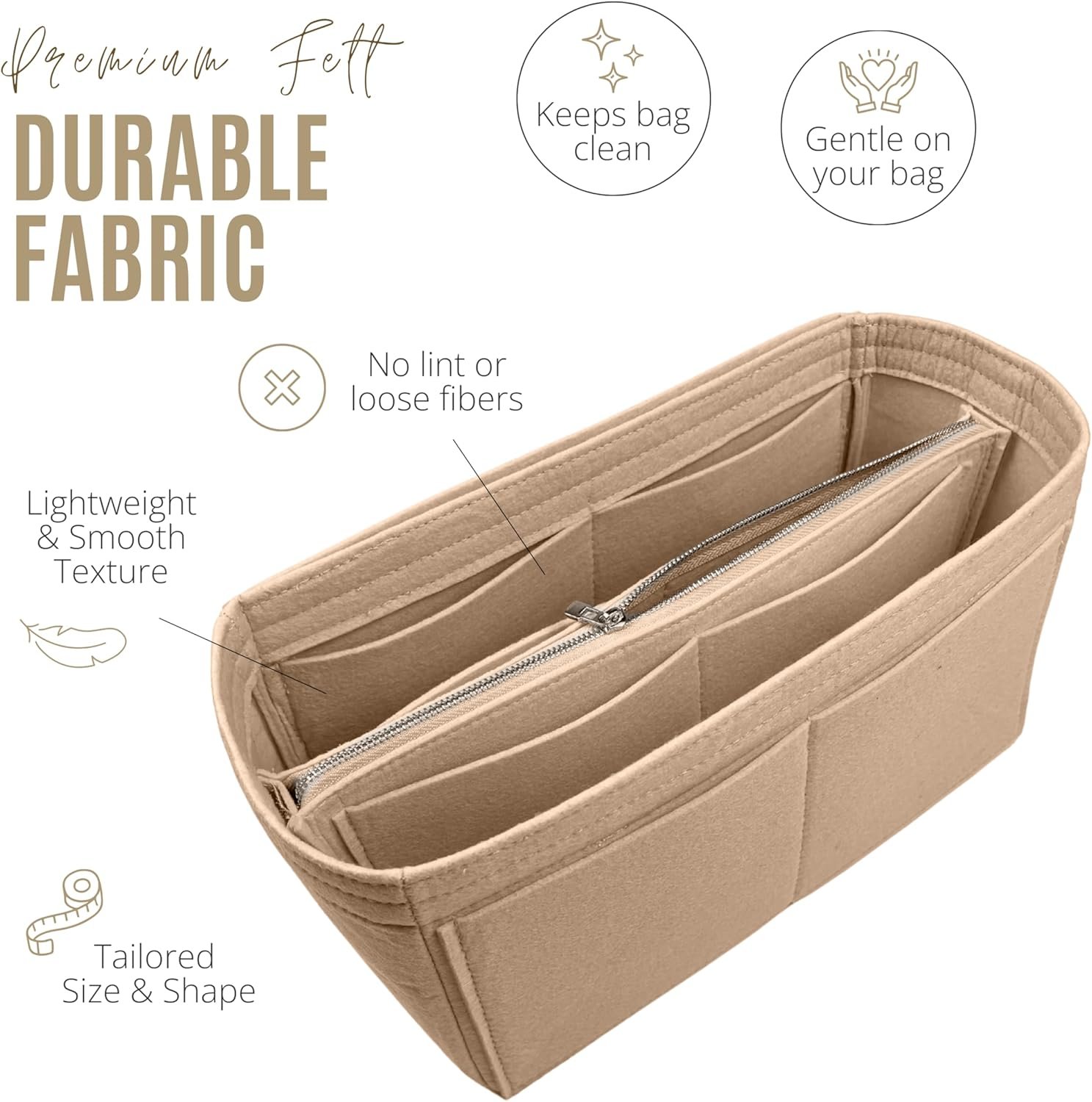 Divitize Premium Purse Organizer compatible with Hermes Birkin 20/25/30/35/40/45 — Handmade Perfect Fit Insert, Durable Felt Quality, Full Coverage Without Bulk, 24+ Colors (Green, BK45) - Image 6