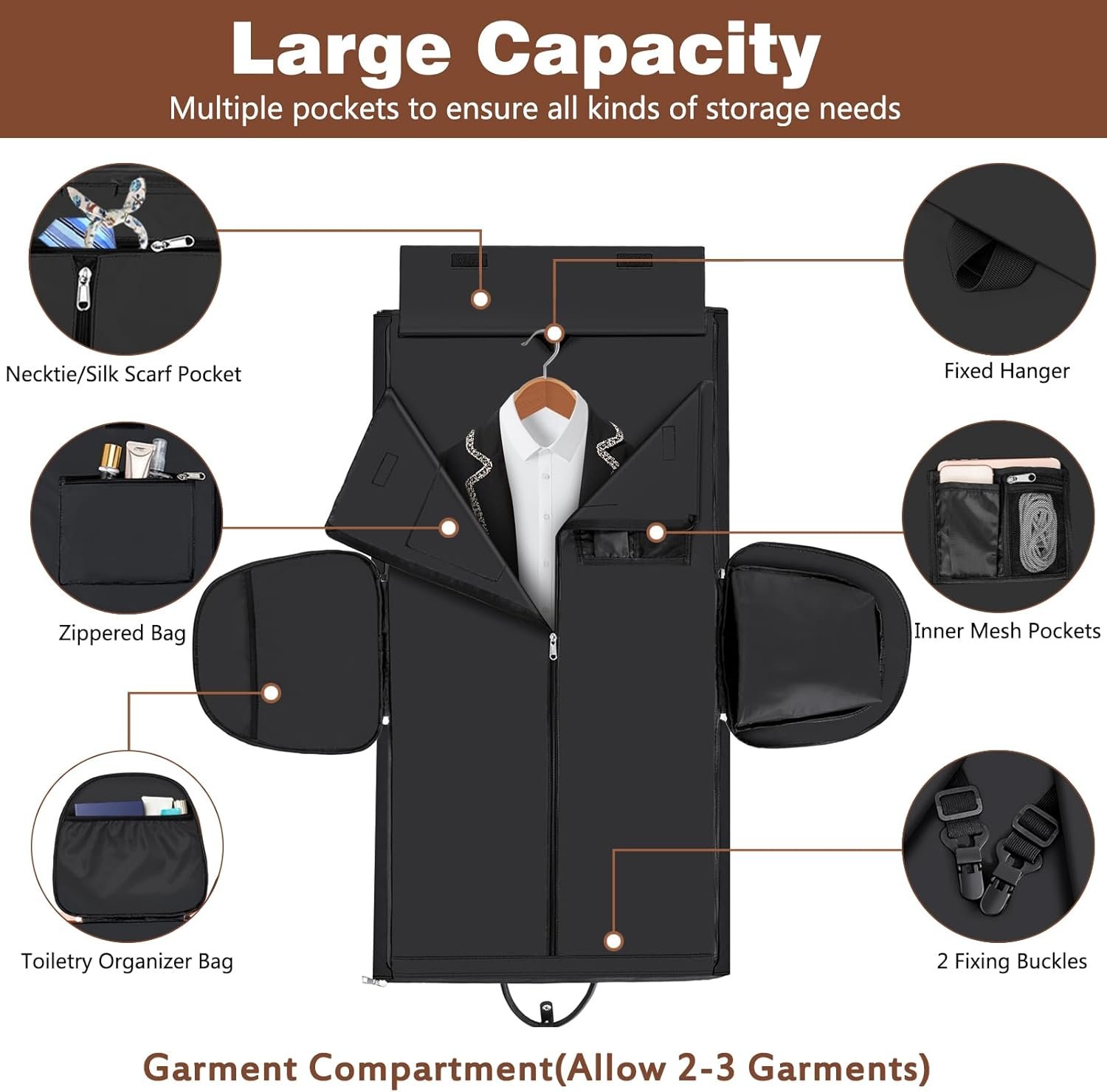 Garment Duffel Bag for Travel - ITIEZY Convertible Carry on Garment Duffel Travel Bag for Women Men Large Weekender Bag with Shoes Pouch 2 in 1 Hanging Suit Travel Duffel Bag 3pcs Set - Image 3