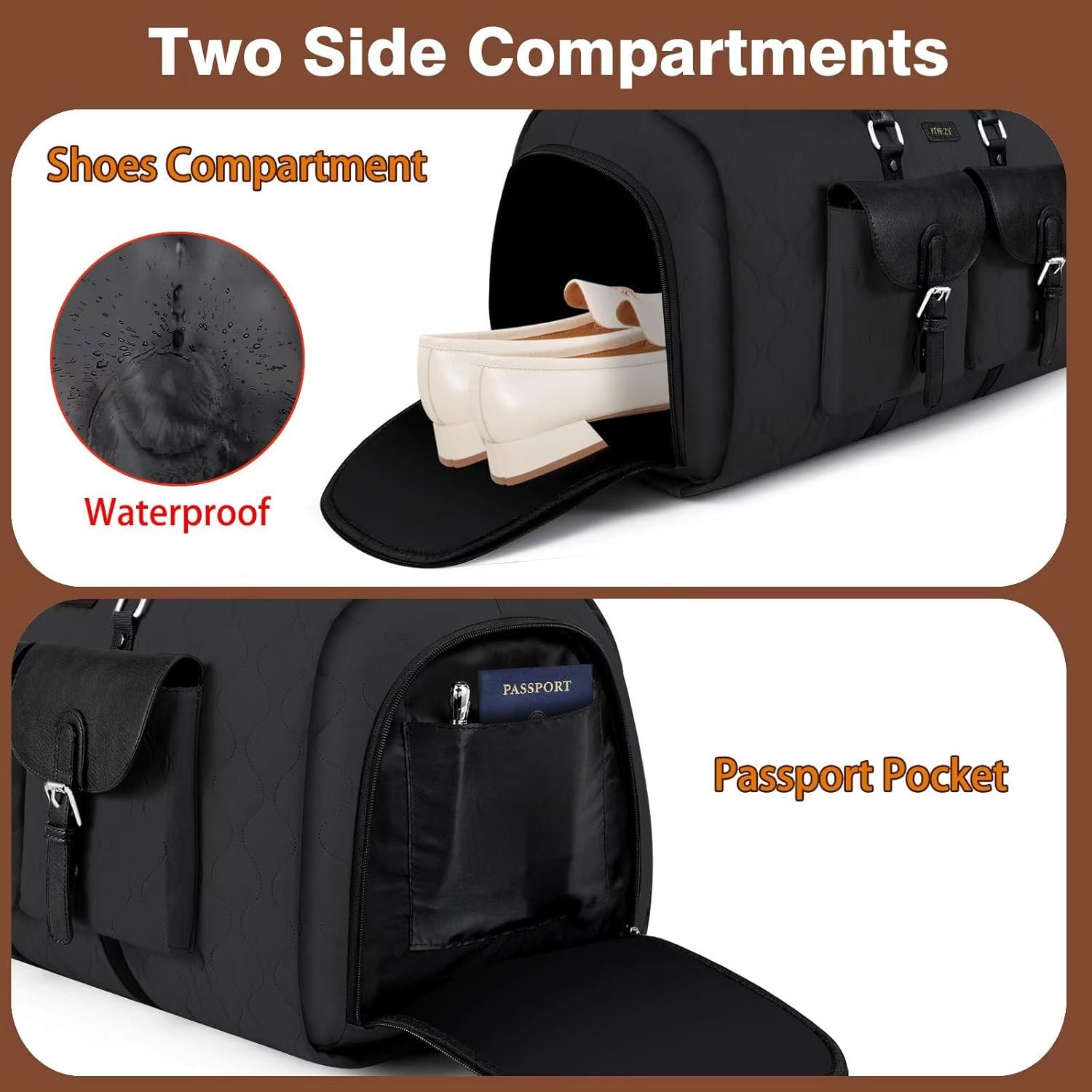 Garment Duffel Bag for Travel - ITIEZY Convertible Carry on Garment Duffel Travel Bag for Women Men Large Weekender Bag with Shoes Pouch 2 in 1 Hanging Suit Travel Duffel Bag 3pcs Set - Image 4