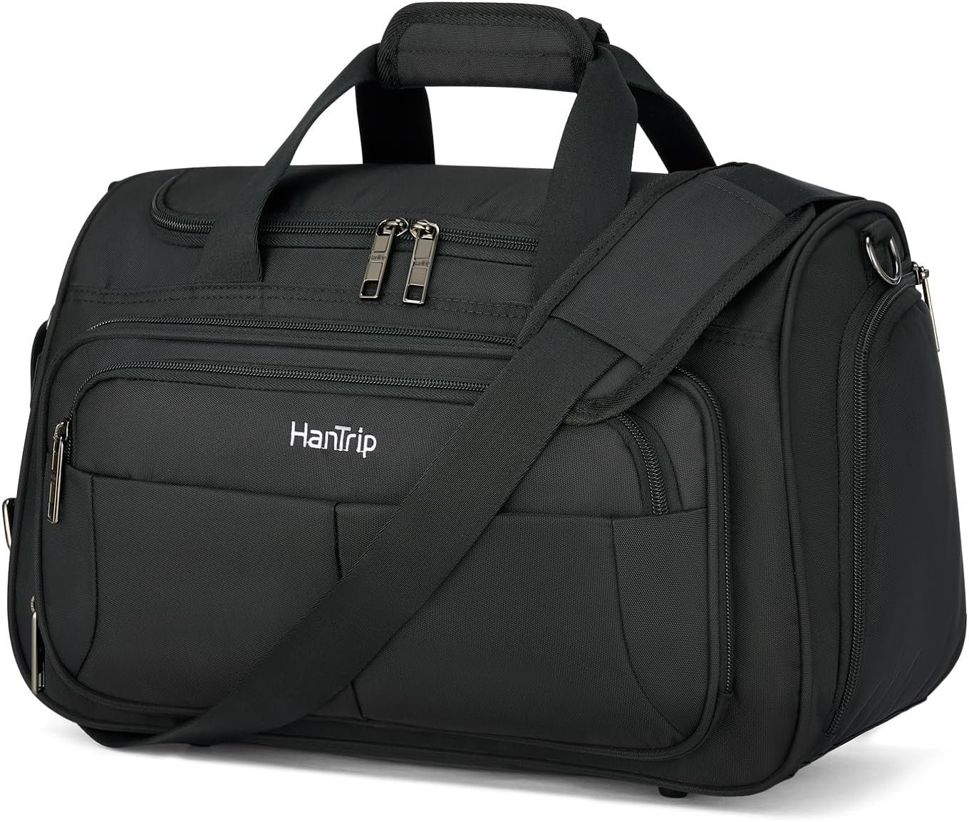 Carry on Duffel Bag Foldable Duffle Bags for Travel, Under Seat Personal Item Bags for Airplanes, Weekender Overnight Mens Travel Tote Bag for Women Small Softside Carry on Luggage (Black)