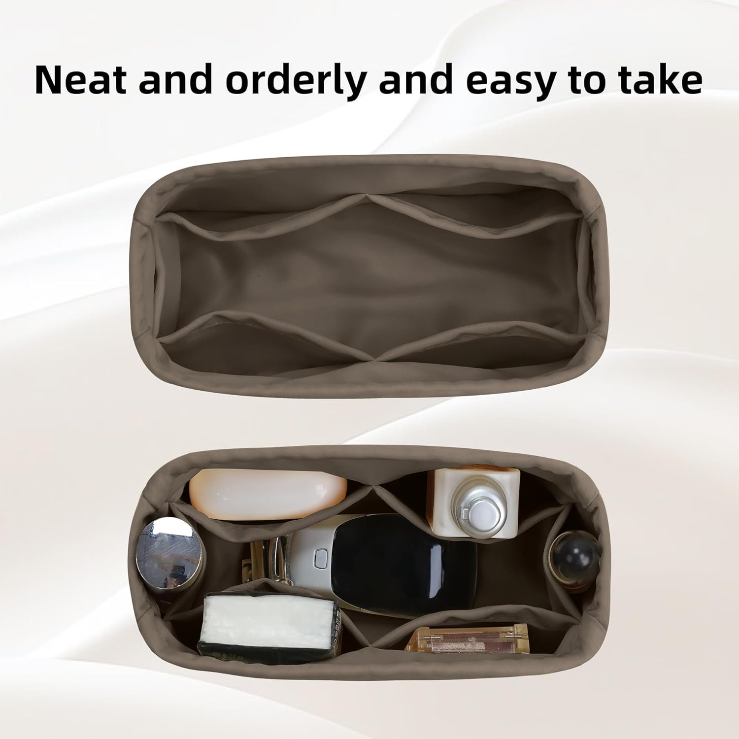 DGAZ Purse Organizer Silky Smooth,Silk,Luxury Handbag Tote in Bag Shapers, Women- Fits Birkin25/30/35/40 Bags (Etoupe grey, BK25) - Image 5