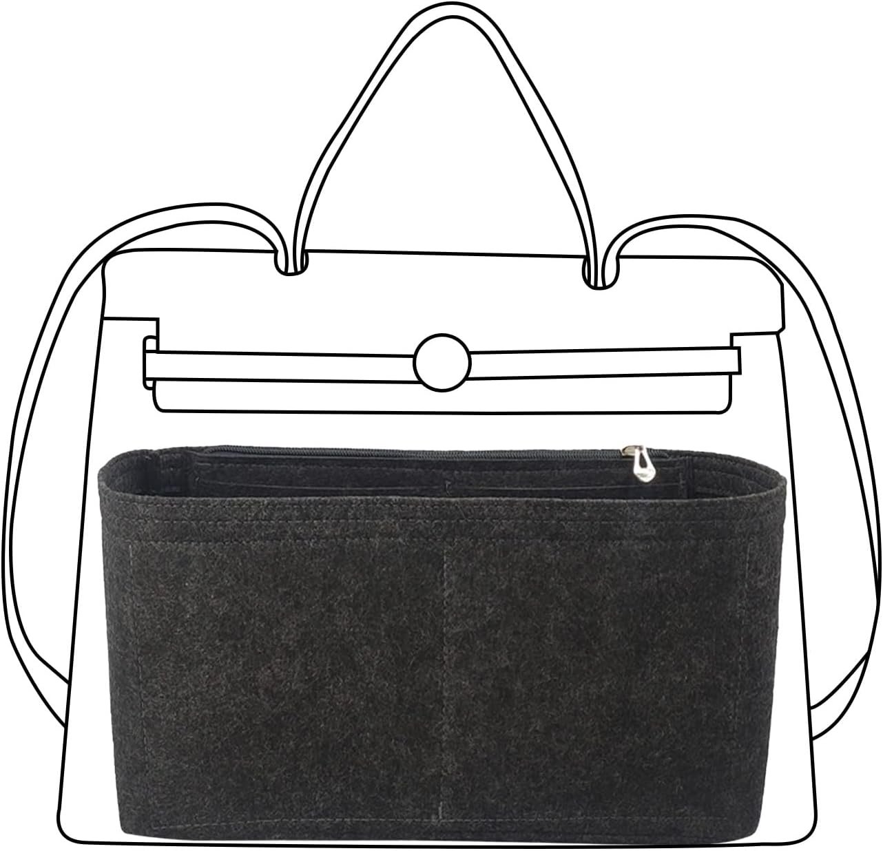 Hermes Birkin 31 Purse Organizer - Felt Insert Bag Organizer for Women - Black