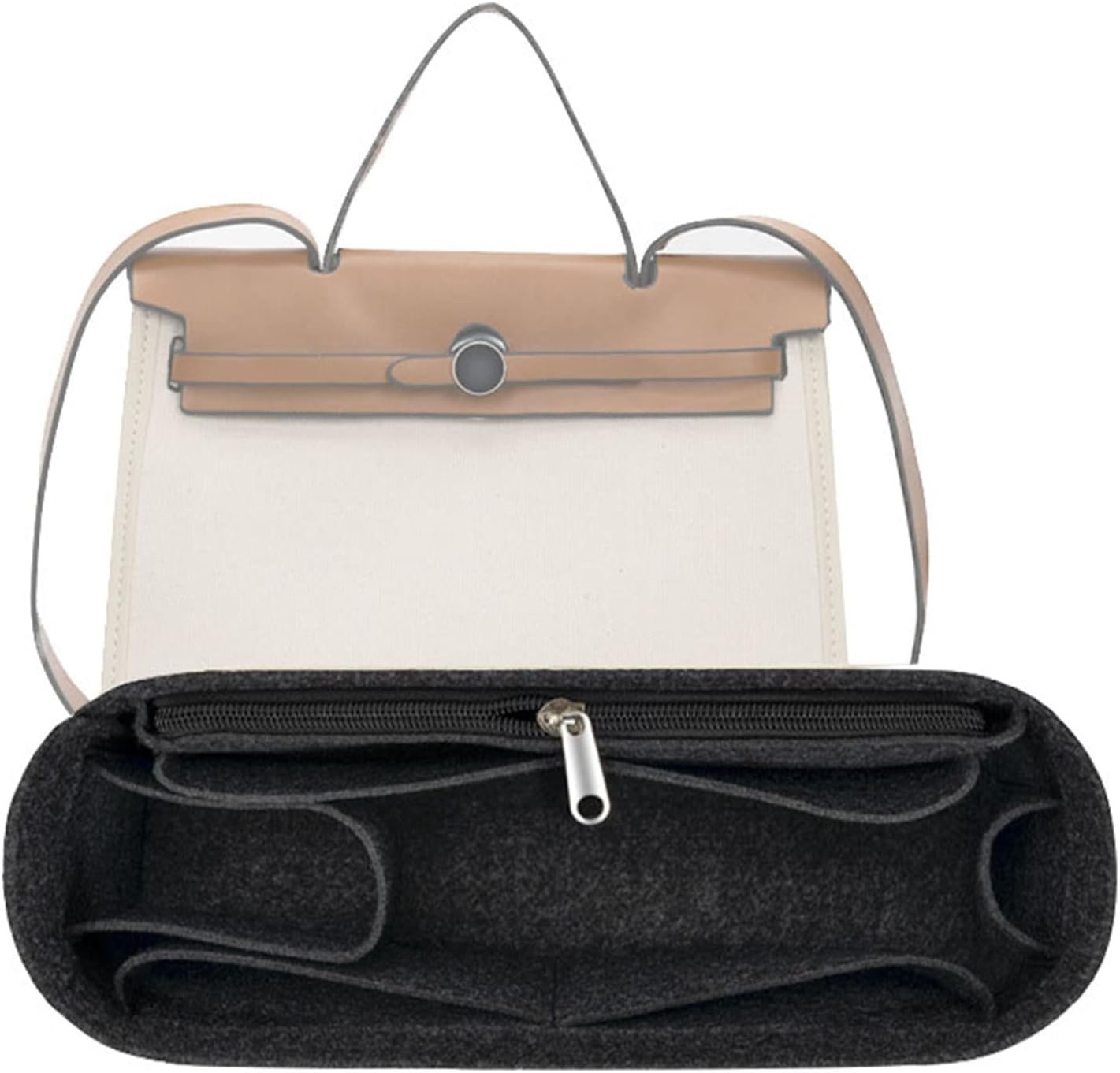 Hermes Birkin 31 Purse Organizer - Felt Insert Bag Organizer for Women - Black - Image 7