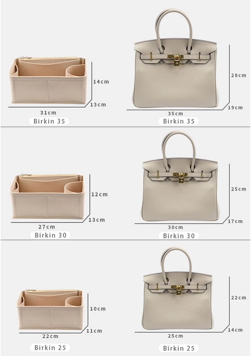 Lckaey Purse Organizer insert for birkin 35 bag organizer Tote Bag insert1099camel-L - Image 5