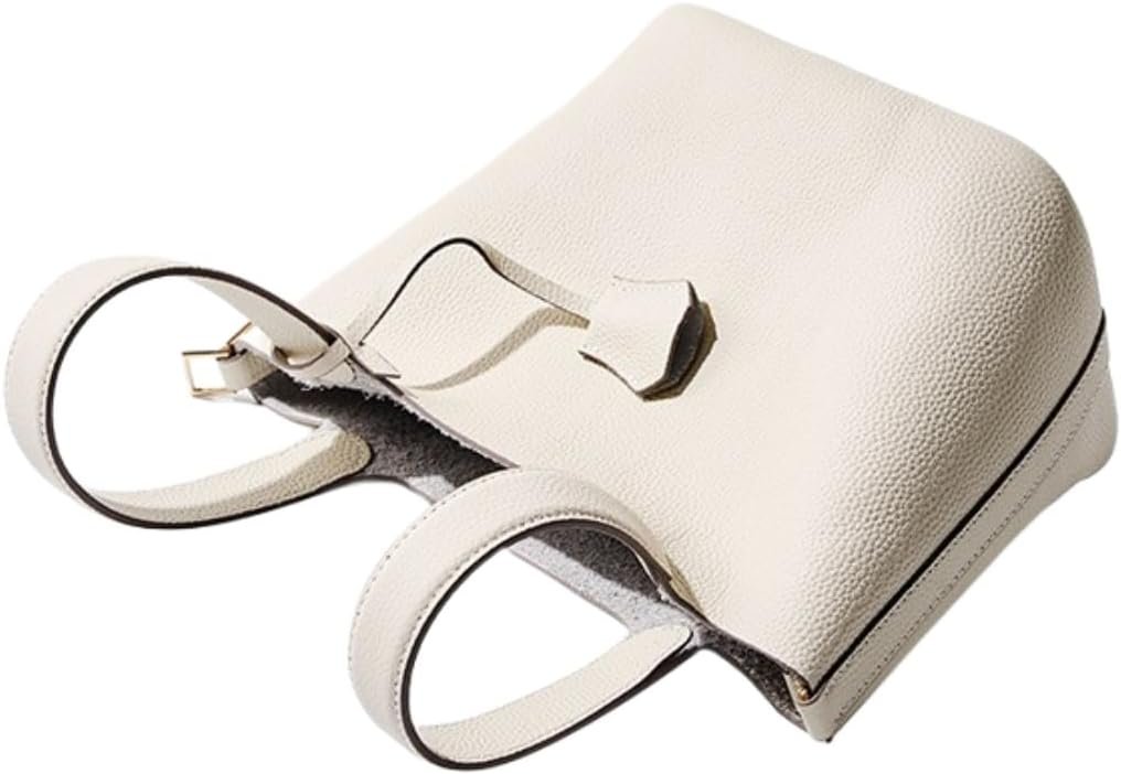 Genuine Leather Bucket Bag for Women - Textured Drawstring Closure Tote in Elegant Simplicity Gift - Image 3