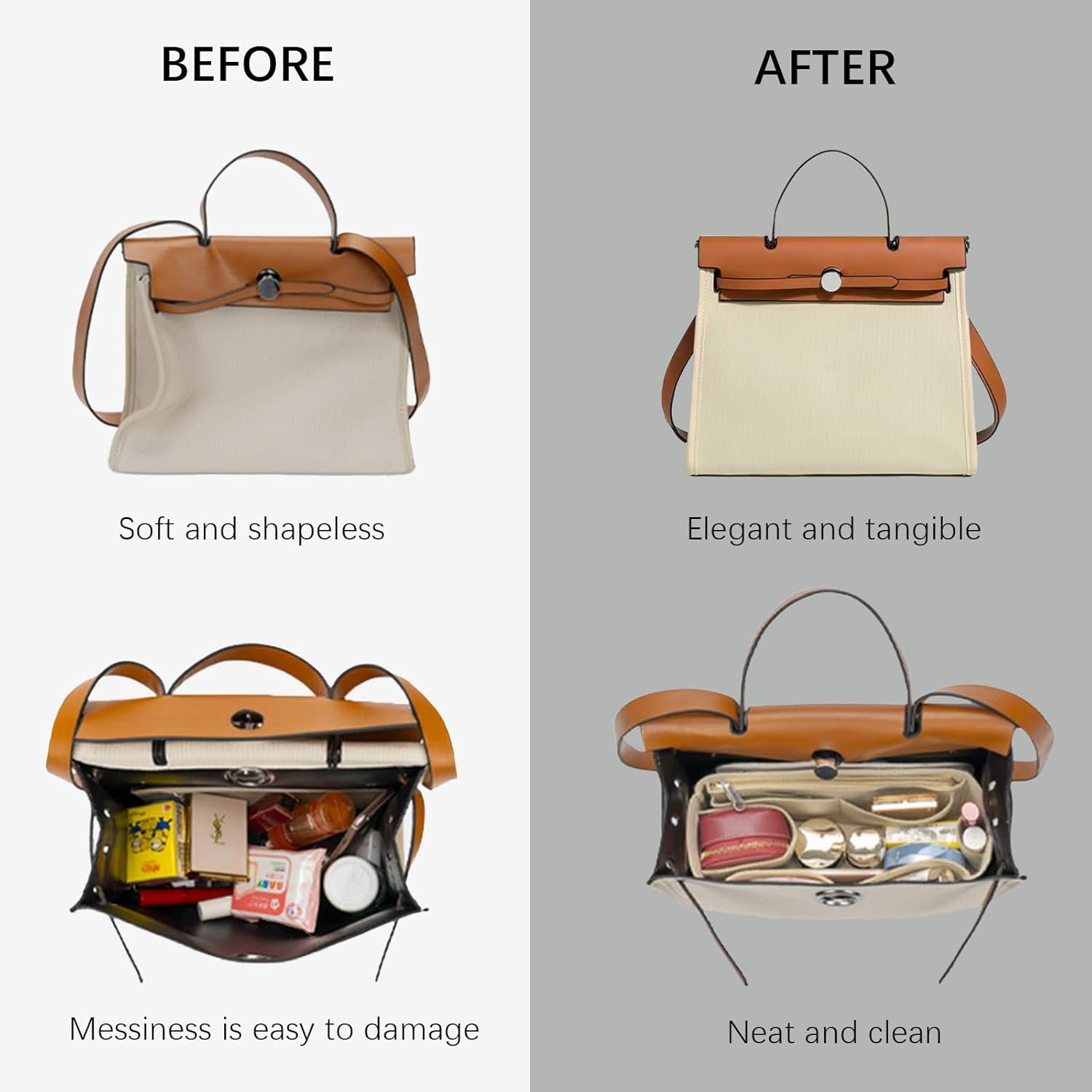 Hermes Birkin 31 Purse Organizer - Felt Insert Bag Organizer for Women - Black - Image 4