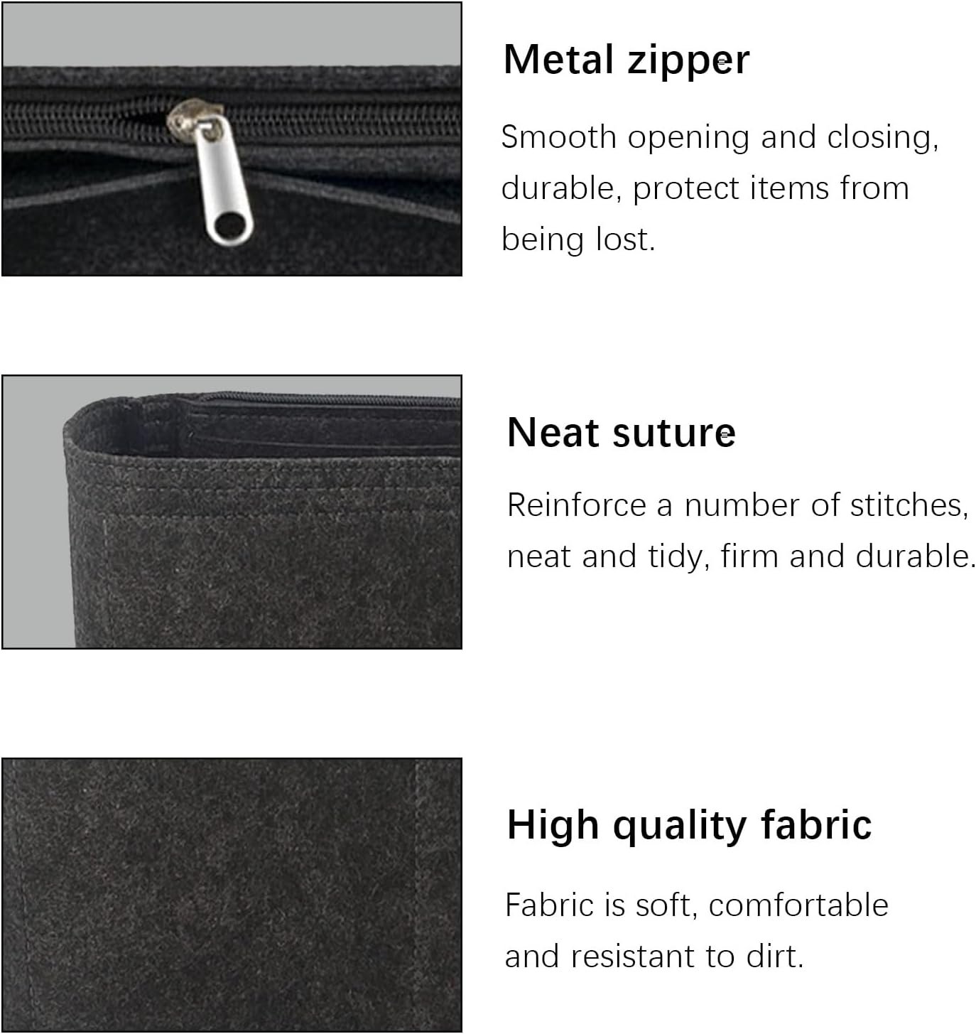 Hermes Birkin 31 Purse Organizer - Felt Insert Bag Organizer for Women - Black - Image 6