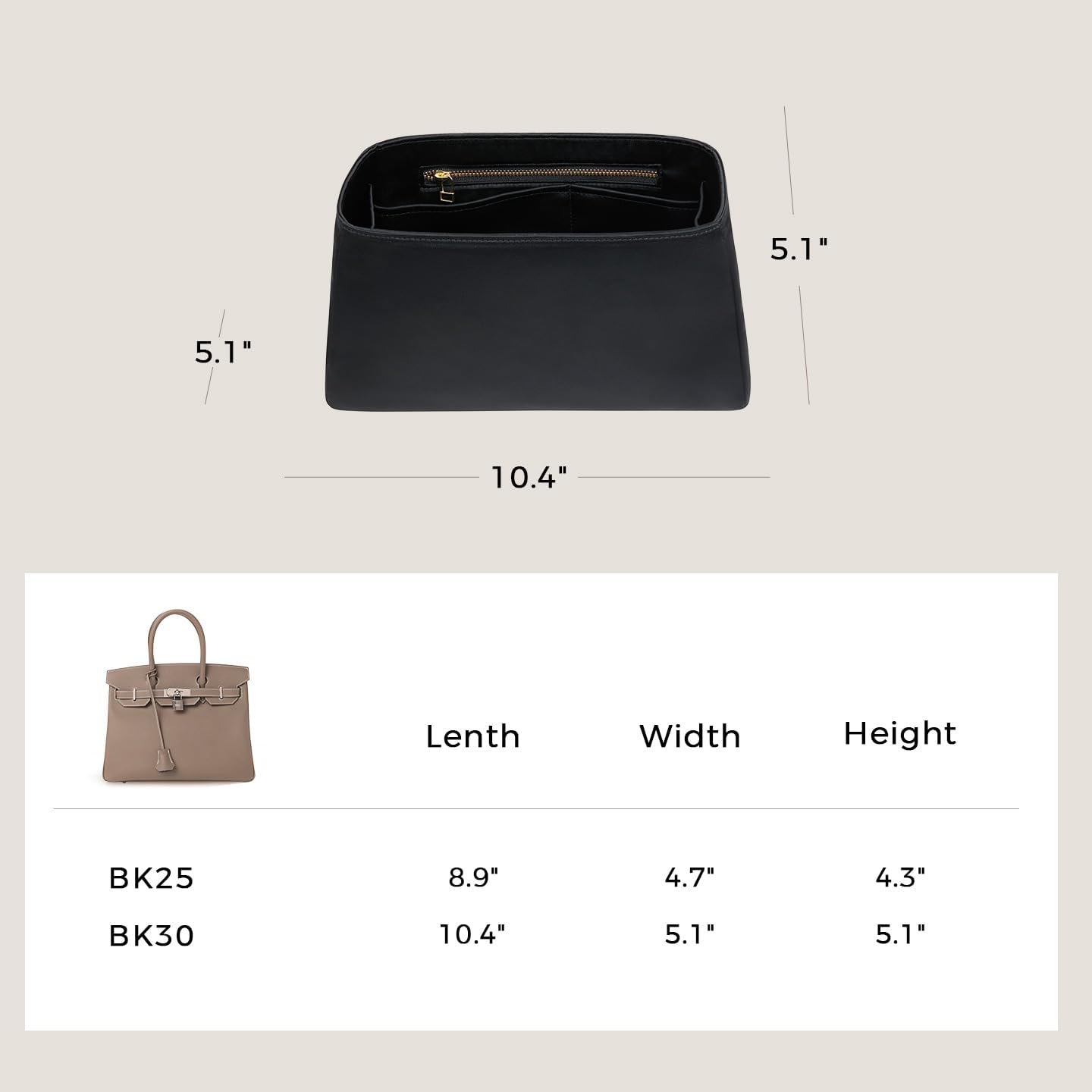 ZTUJO Silky Purse Organizer For Birkin, Luxury Purse Organizer Insert (Black, BK30) - Image 3