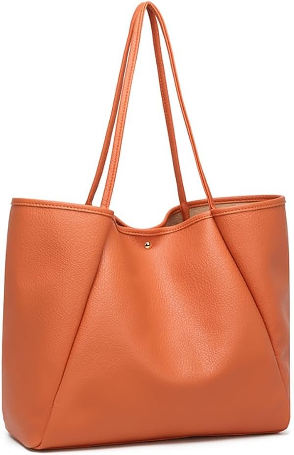 Dreubea Large Leather Tote Bag for Women - Big Work Bag, Spacious Minimalist Handbag, Tote Handbag for Office - Image 3