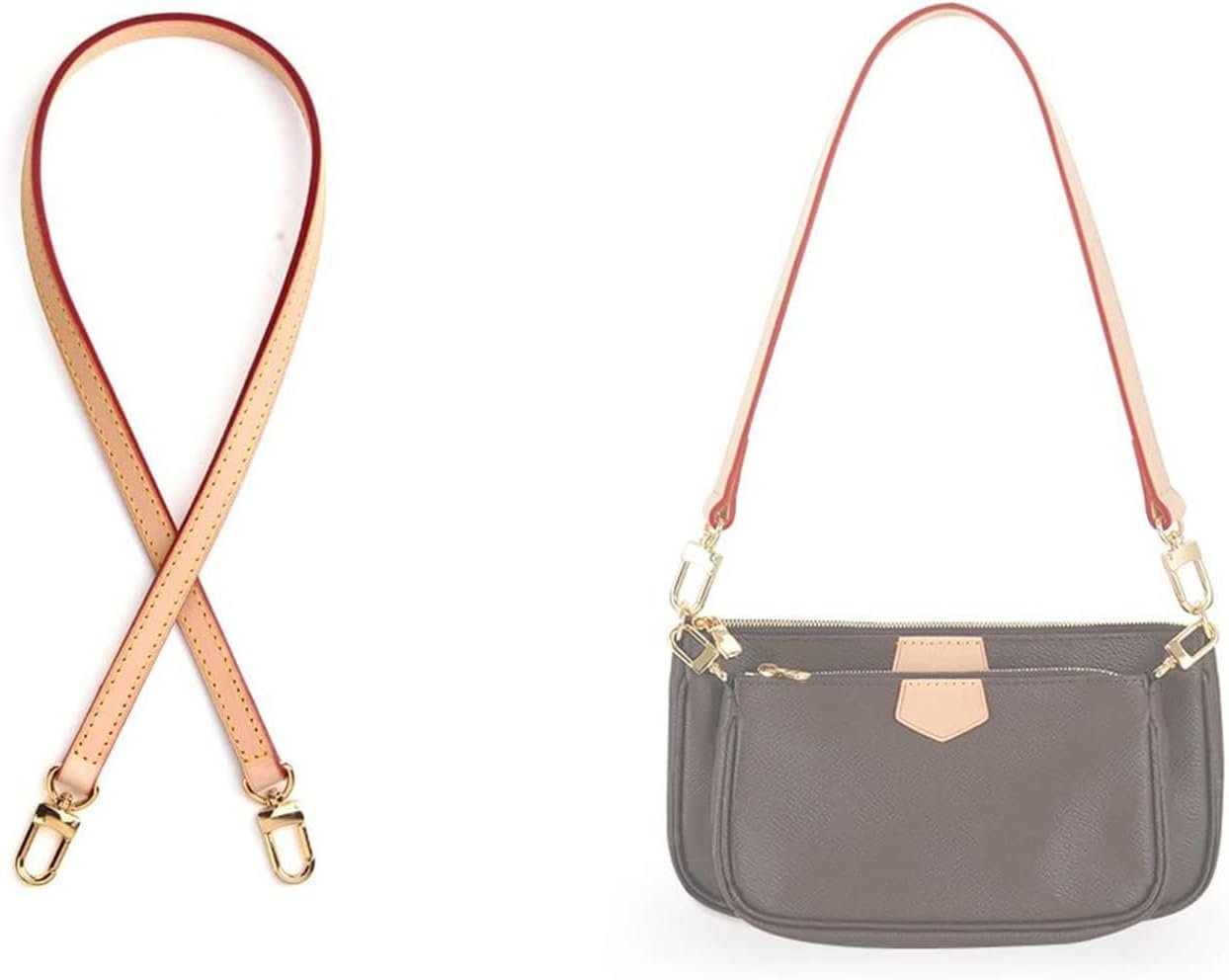 jiesinlov Genuine Vachetta Leather Replacement Bags Thin Short Purse Strap Shoulder Straps for Multi Pochette Boulogne Pouchette Montaigne Accessories (Width:0.43in&Length:23.6in) - Image 5