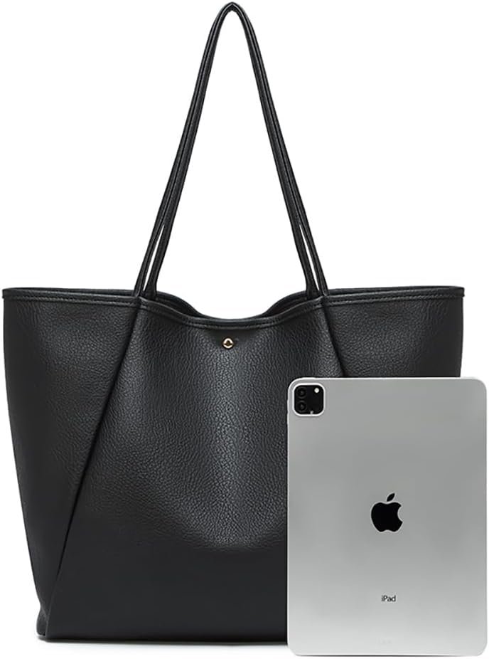 Dreubea Large Leather Tote Bag for Women - Big Work Bag, Spacious Minimalist Handbag, Tote Handbag for Office - Image 5