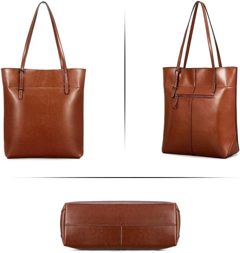 Kattee Vintage Genuine Leather Tote Shoulder Handbag for Woman with Adjustable Handles - Image 4