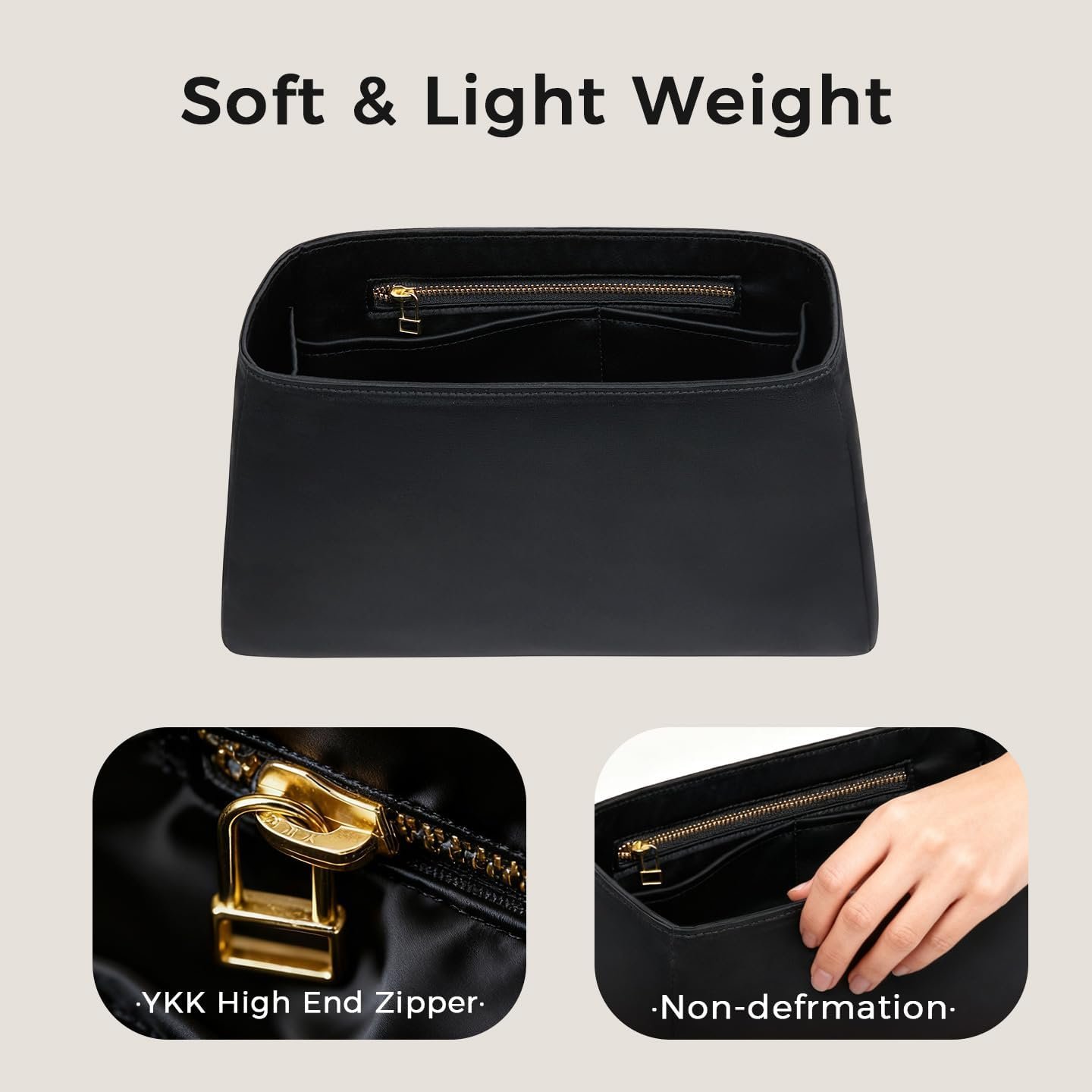 ZTUJO Silky Purse Organizer For Birkin, Luxury Purse Organizer Insert (Black, BK30) - Image 2