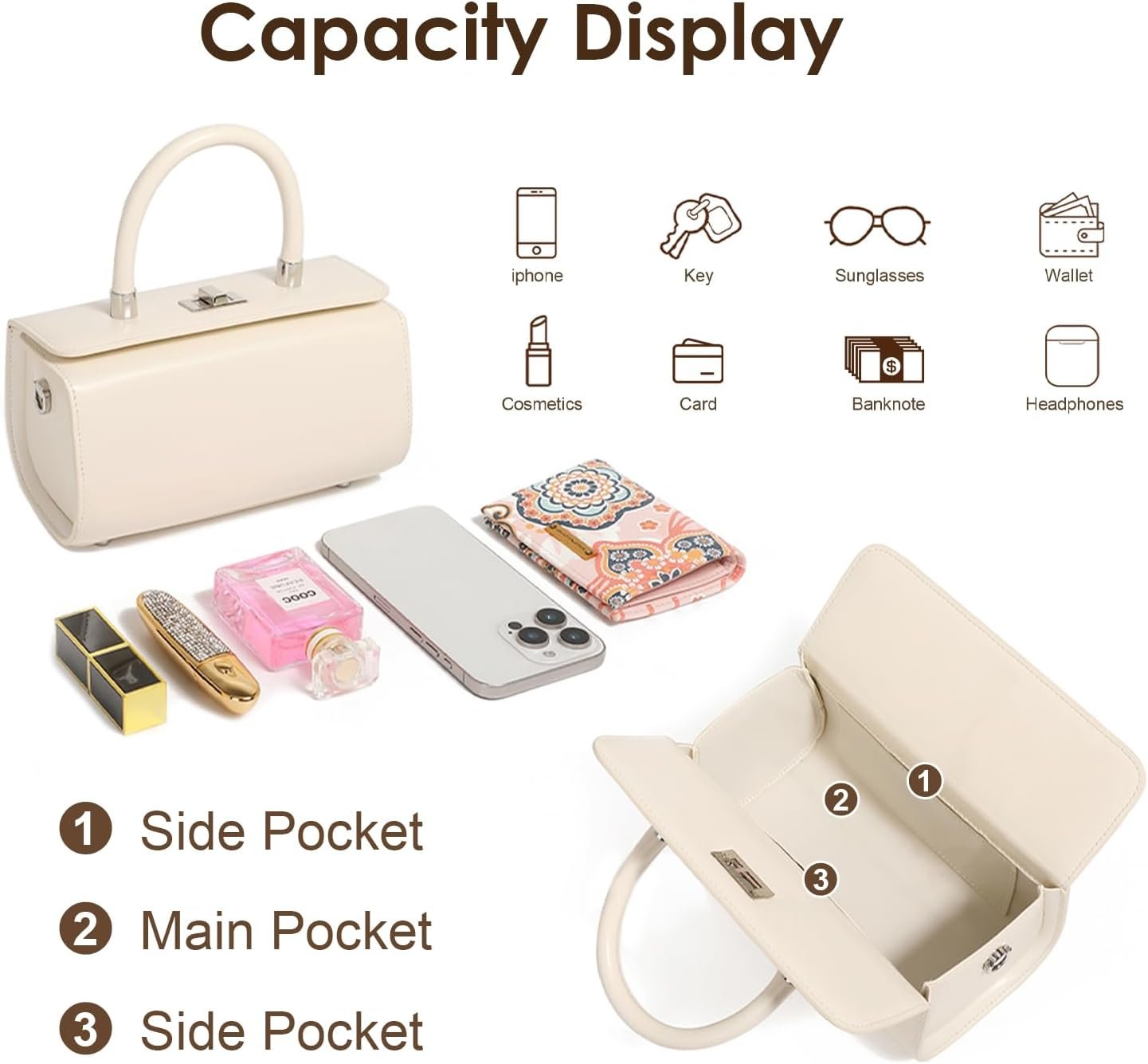 Leather Shoulder Bag for Women, Genuine Leather Crossbody Purses,Evening Bag with Adjustable Straps - Image 4