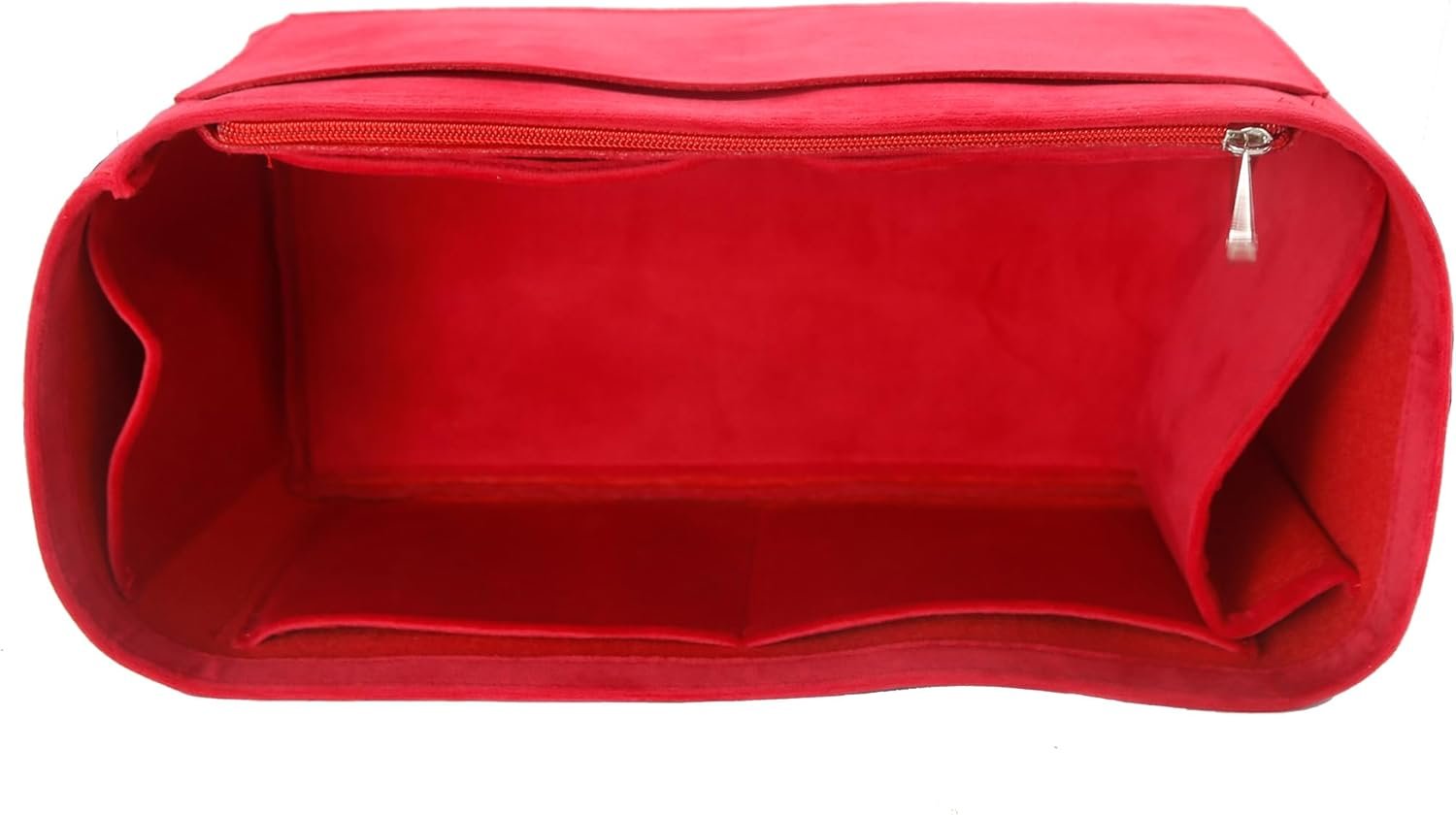 Purse Organizer Insert, Suede Bag Organizer Handbag Tote Shaper, Suede Material, Soft and Non Damaging Bag (X-Large,Red) - Image 8