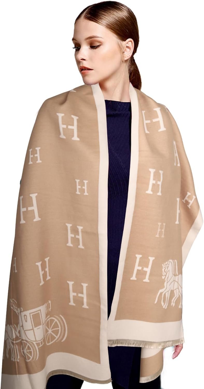 EXTREE Scarfs for Women Pashmina Silky Shawl Wrap for Evening Dressing Blanket Open Front Poncho Cape - Image 2