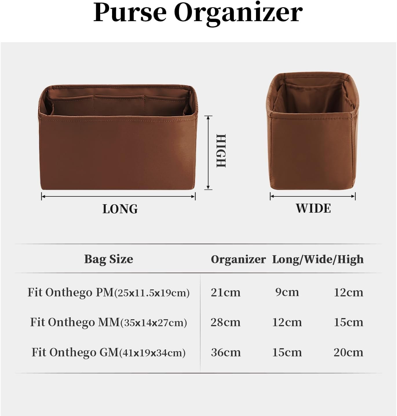 Organizer Insert for Onthego MM, Satin Purse Organizer for Luxury Bag, Lightweight and Soft Purse Dividers for Woman Handbags, Multiple Pockets with Organized Capacity (Gold, MM) - Image 7