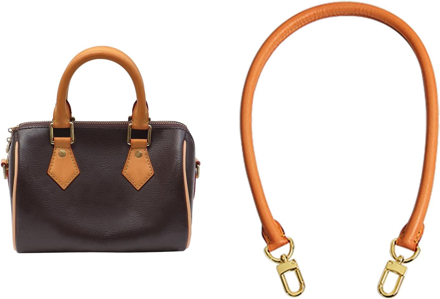 jiesinlov 27.5inches Vachetta Leather Shoulder Rolled Strap Replacement,Bags Strap for Soft Lucky Speedy 25 30 Handbags (Deep Beeswax)