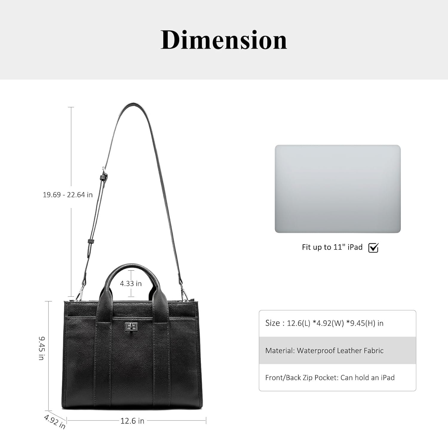 Genuine Leather Tote Bag for Women: Leather Work Bag with Compartments Handbags - Ladies Crossbody Shoulder Medium Purse - Image 6